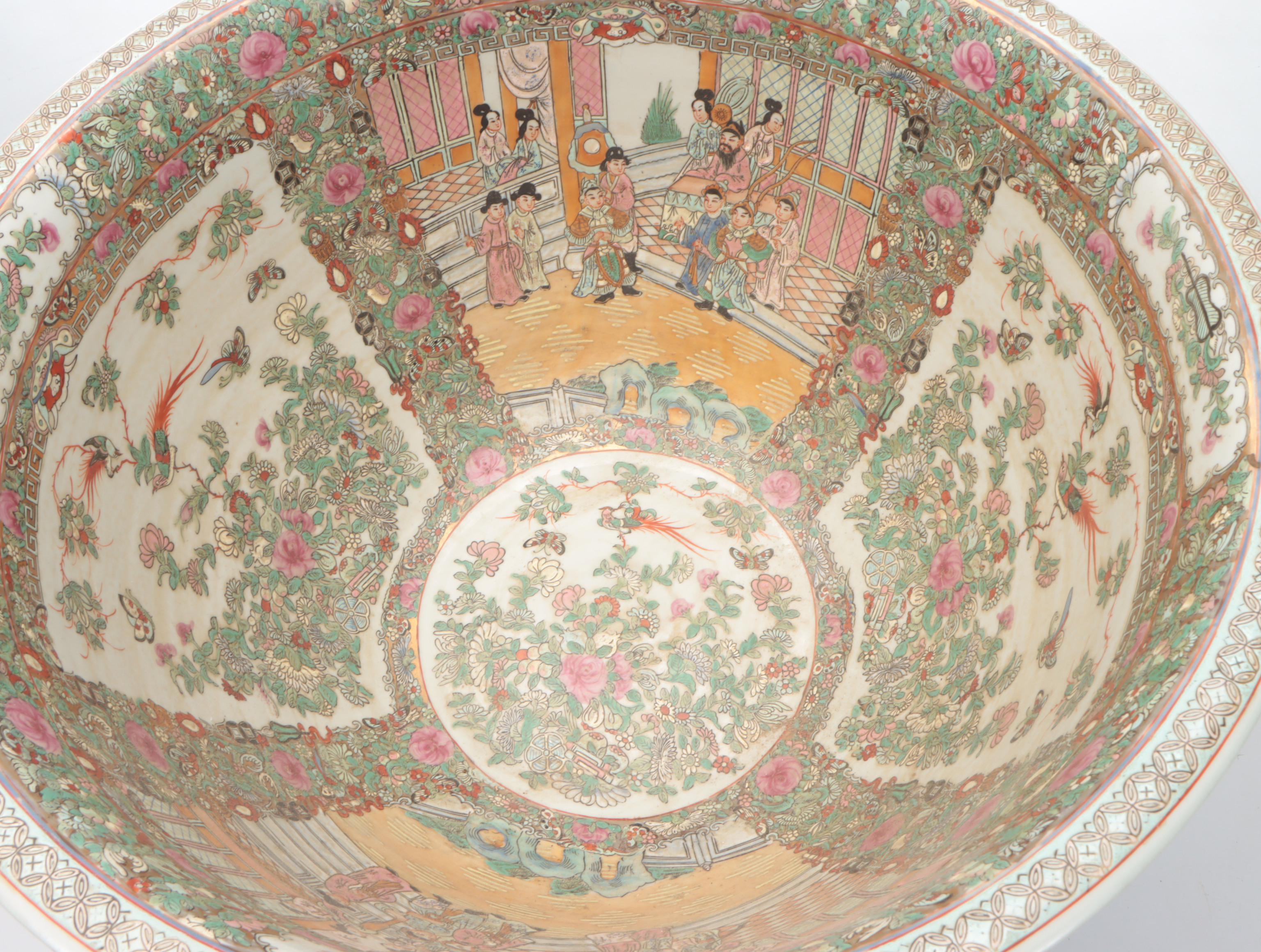 Chinese Famille Rose Planter with Carved Stand