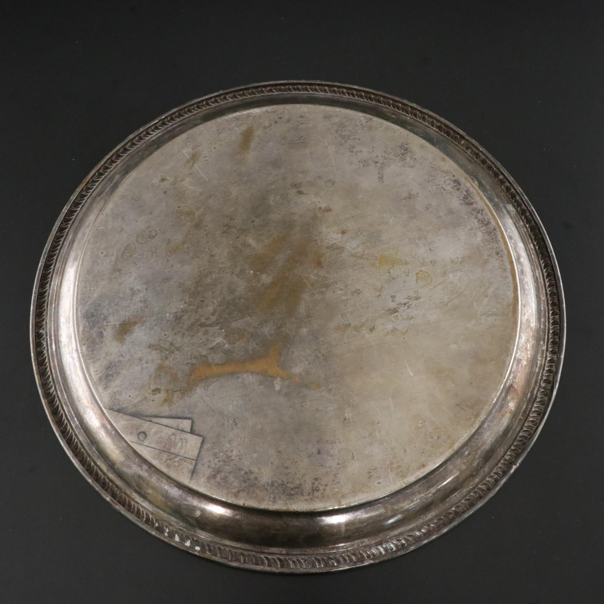 Hand Blown Mid-Century Glass Kettle With Silver Plate Tray and Cordial Glasses