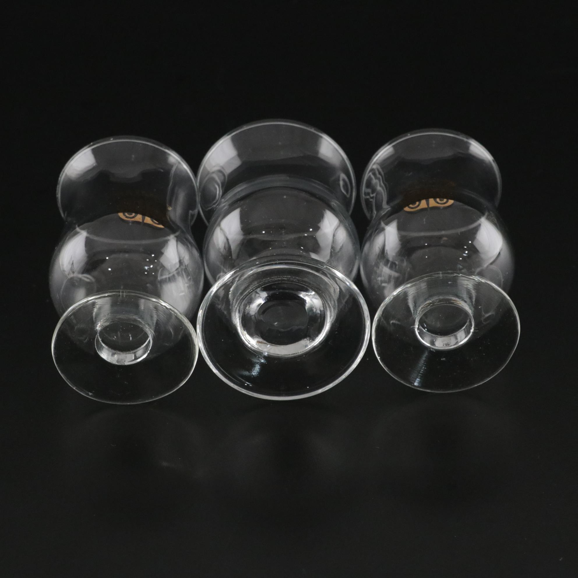 Hand Blown Mid-Century Glass Kettle With Silver Plate Tray and Cordial Glasses