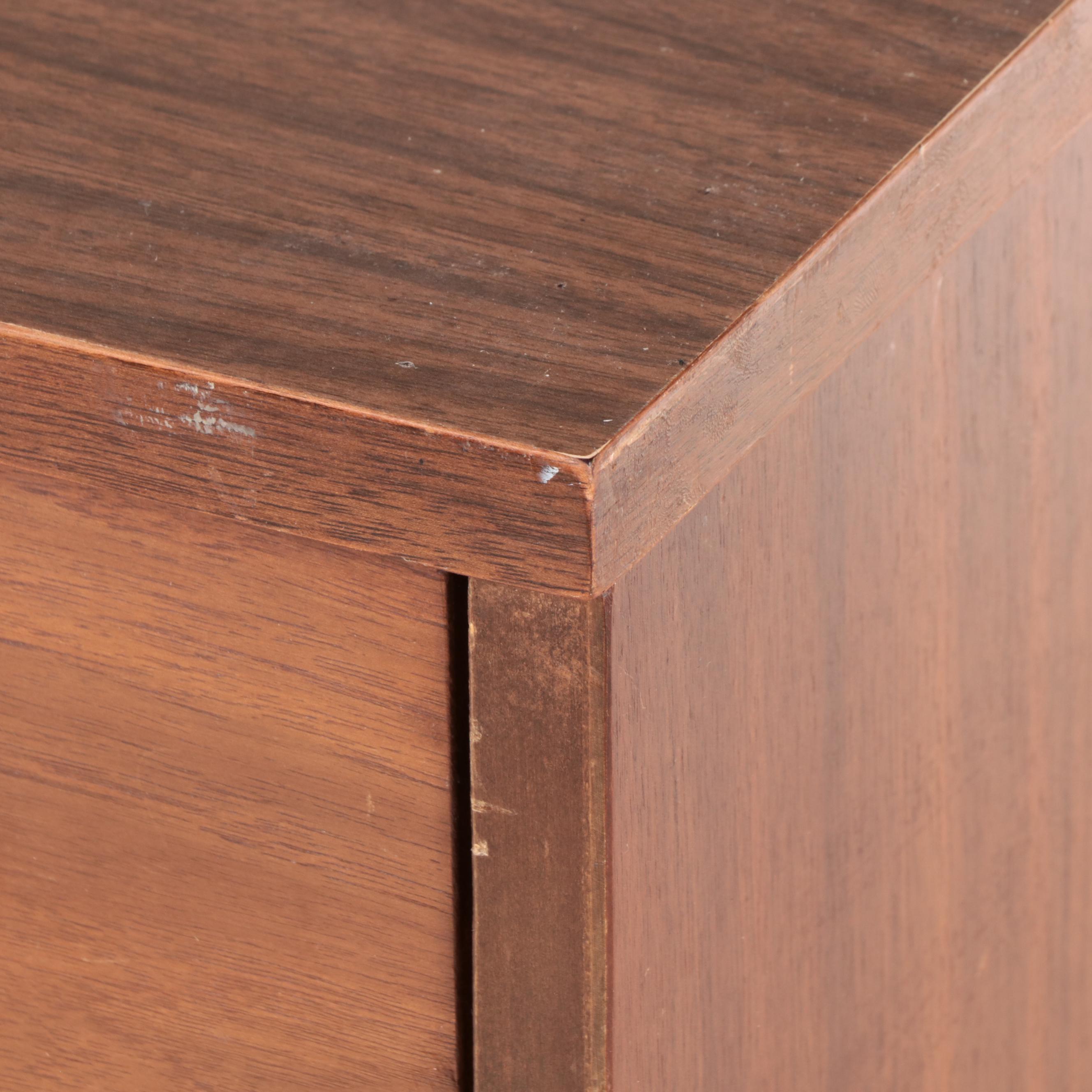 Mid Century Modern Walnut and Laminate Top Nine-Drawer Chest