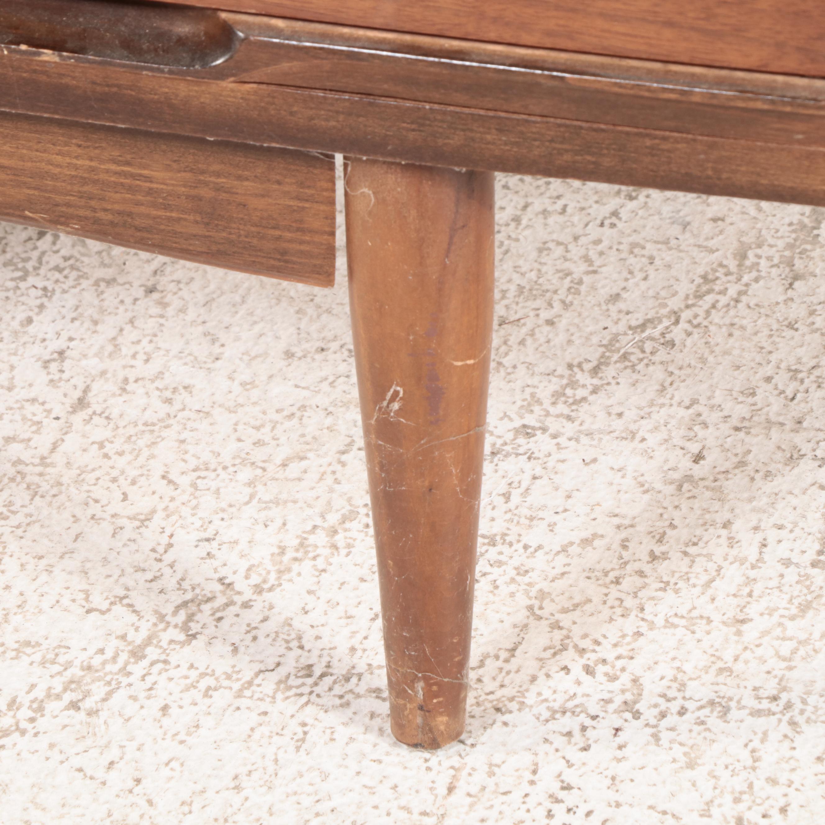 Mid Century Modern Walnut and Laminate Top Nine-Drawer Chest