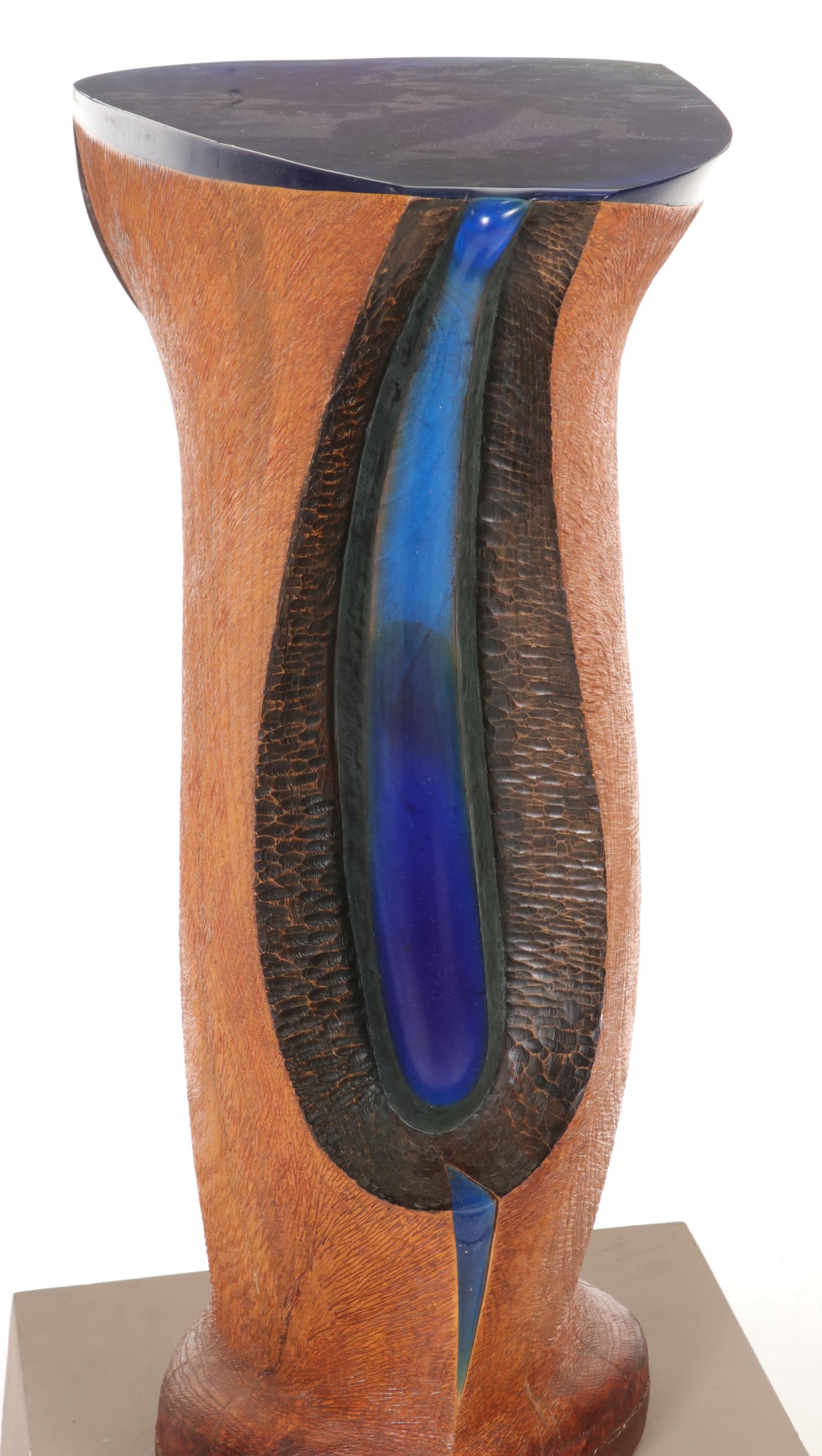 Ken Brown Abstract Carved Wood and Resin Sculpture, 21st Century