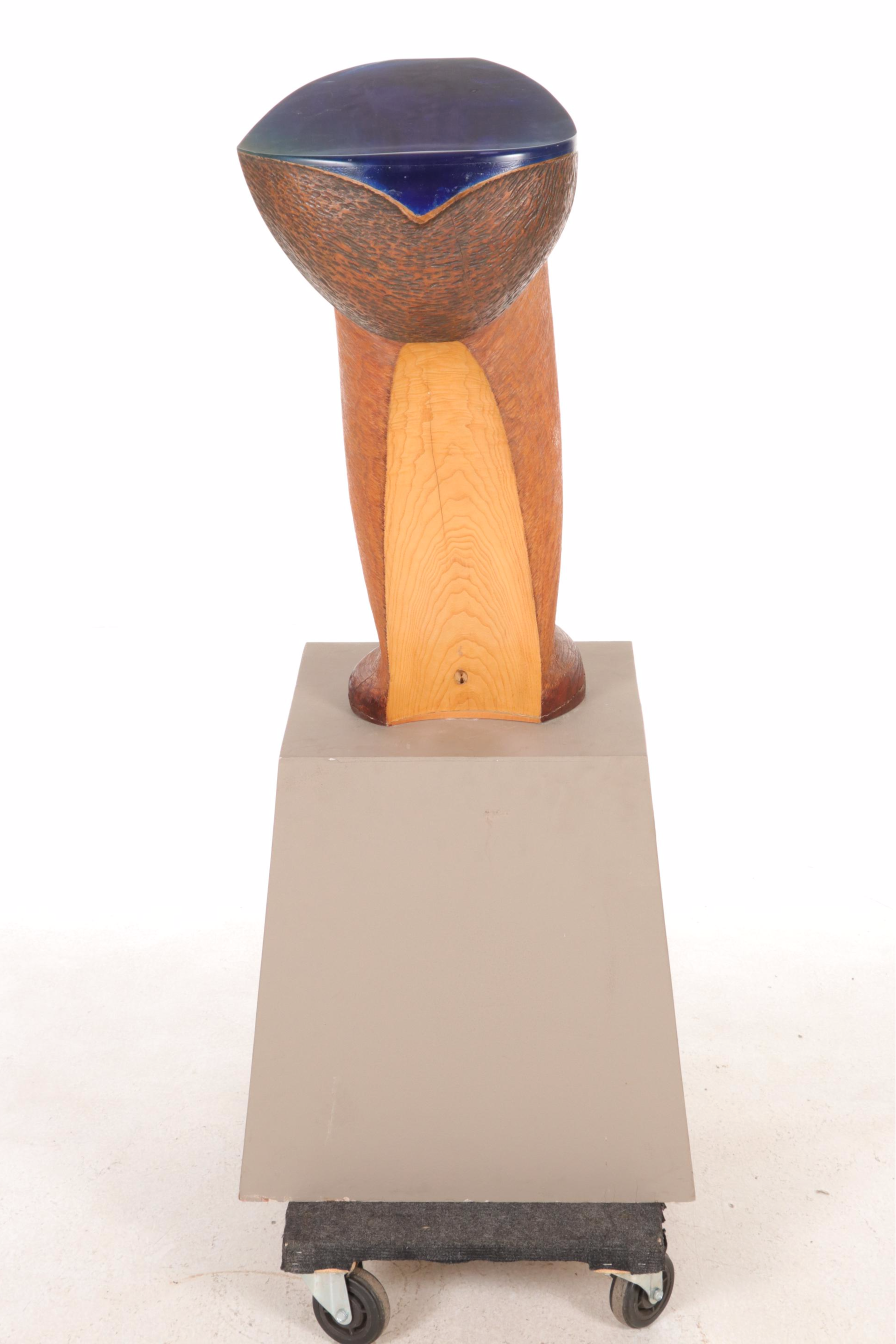 Ken Brown Abstract Carved Wood and Resin Sculpture, 21st Century