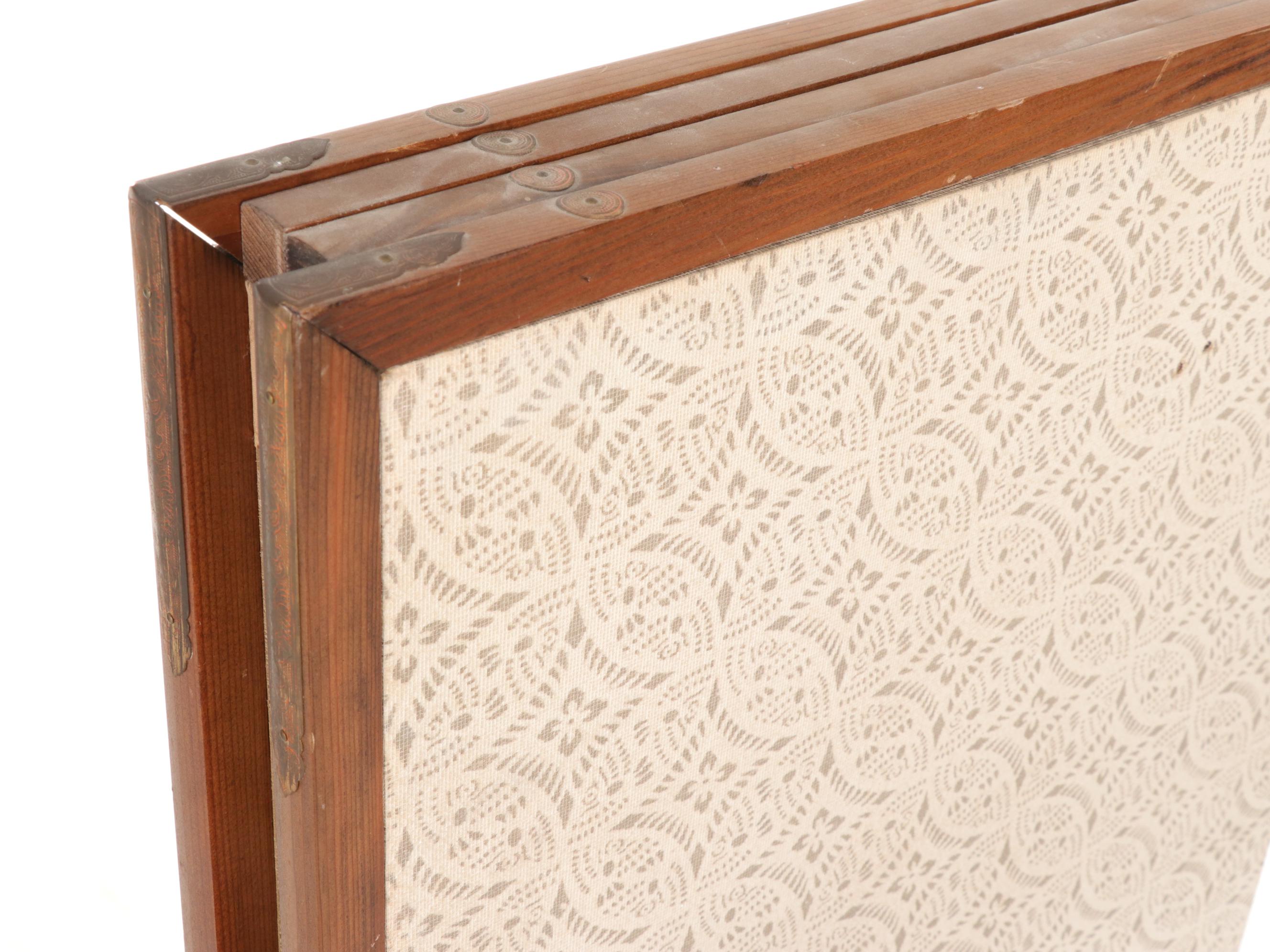 Japanese Style Four-Panel Hand-Painted "Shoji" Screen