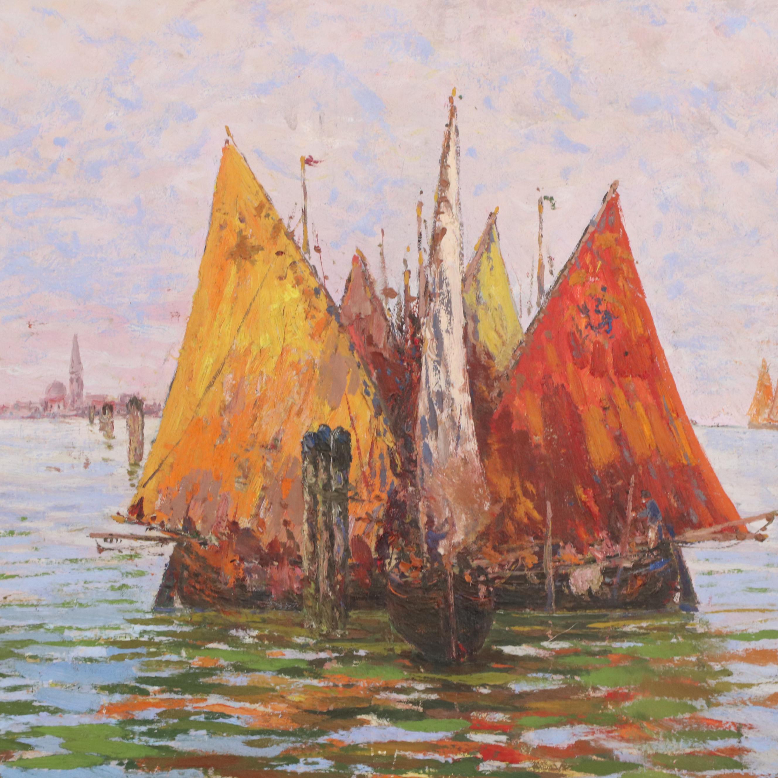 Landscape Oil Painting of Venetian Canal Scene