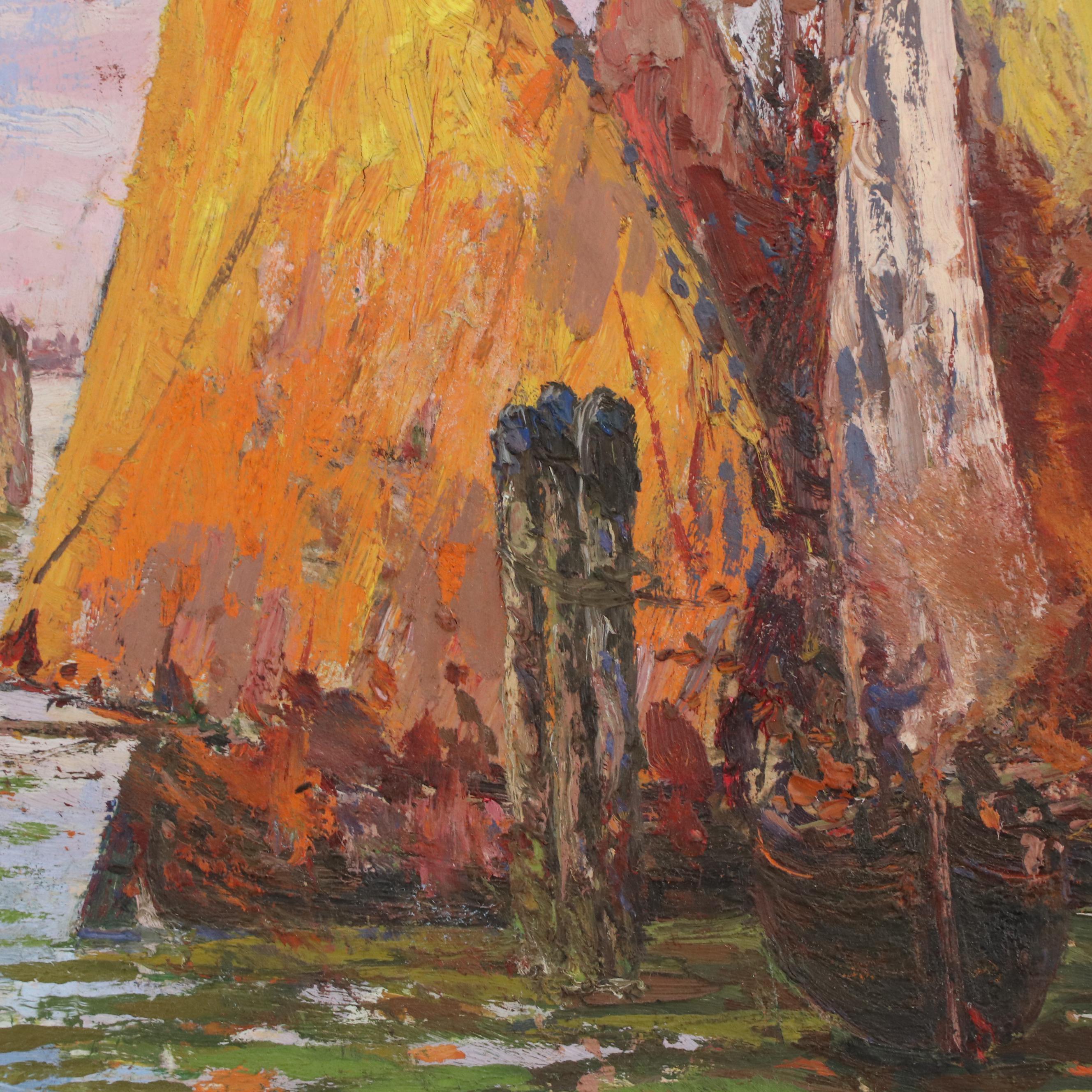 Landscape Oil Painting of Venetian Canal Scene