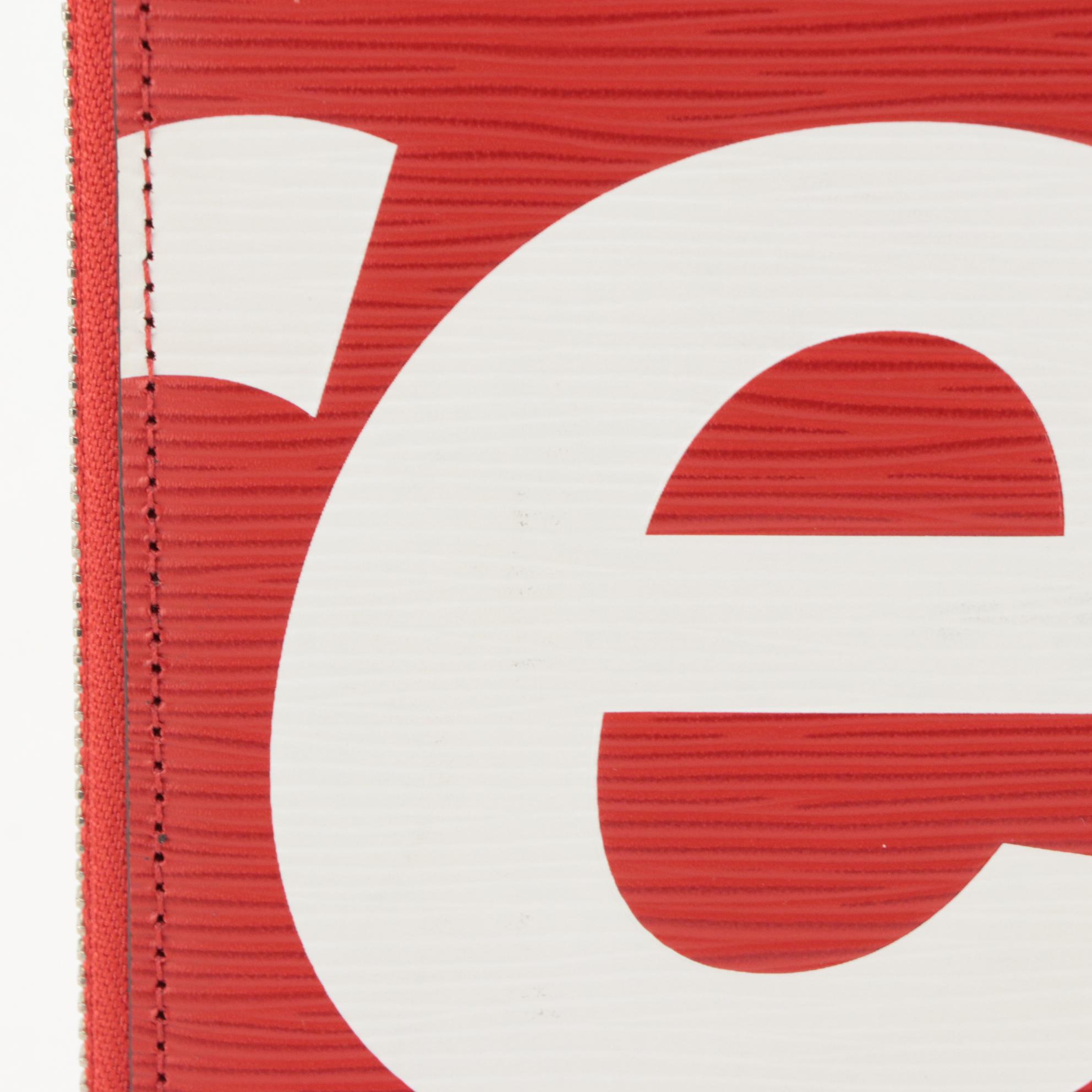 Louis Vuitton x Supreme Pochette Jour GM Zipper Clutch in Red Epi Leather