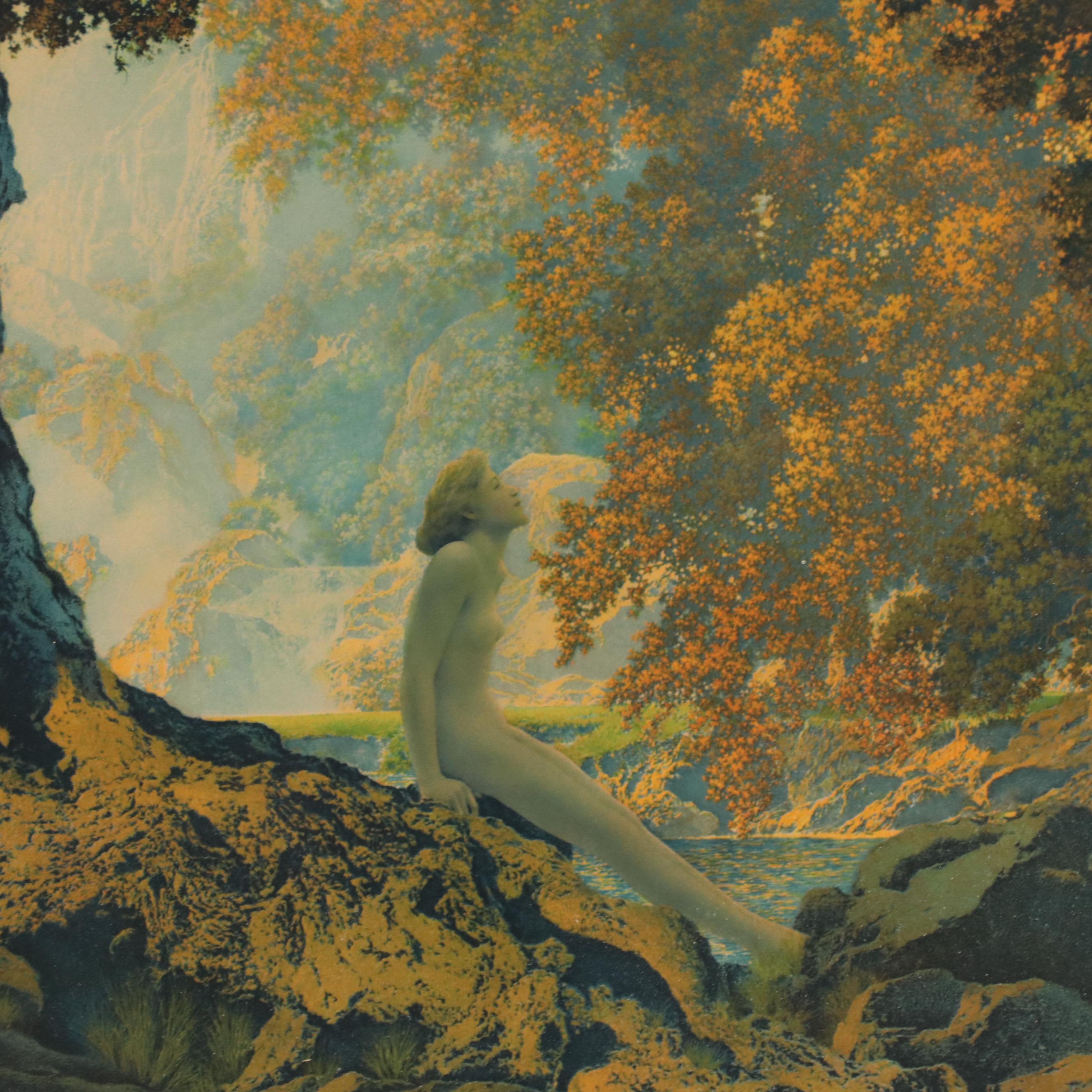Chromolithograph After Maxfield Parrish "Dreaming," Circa 1930