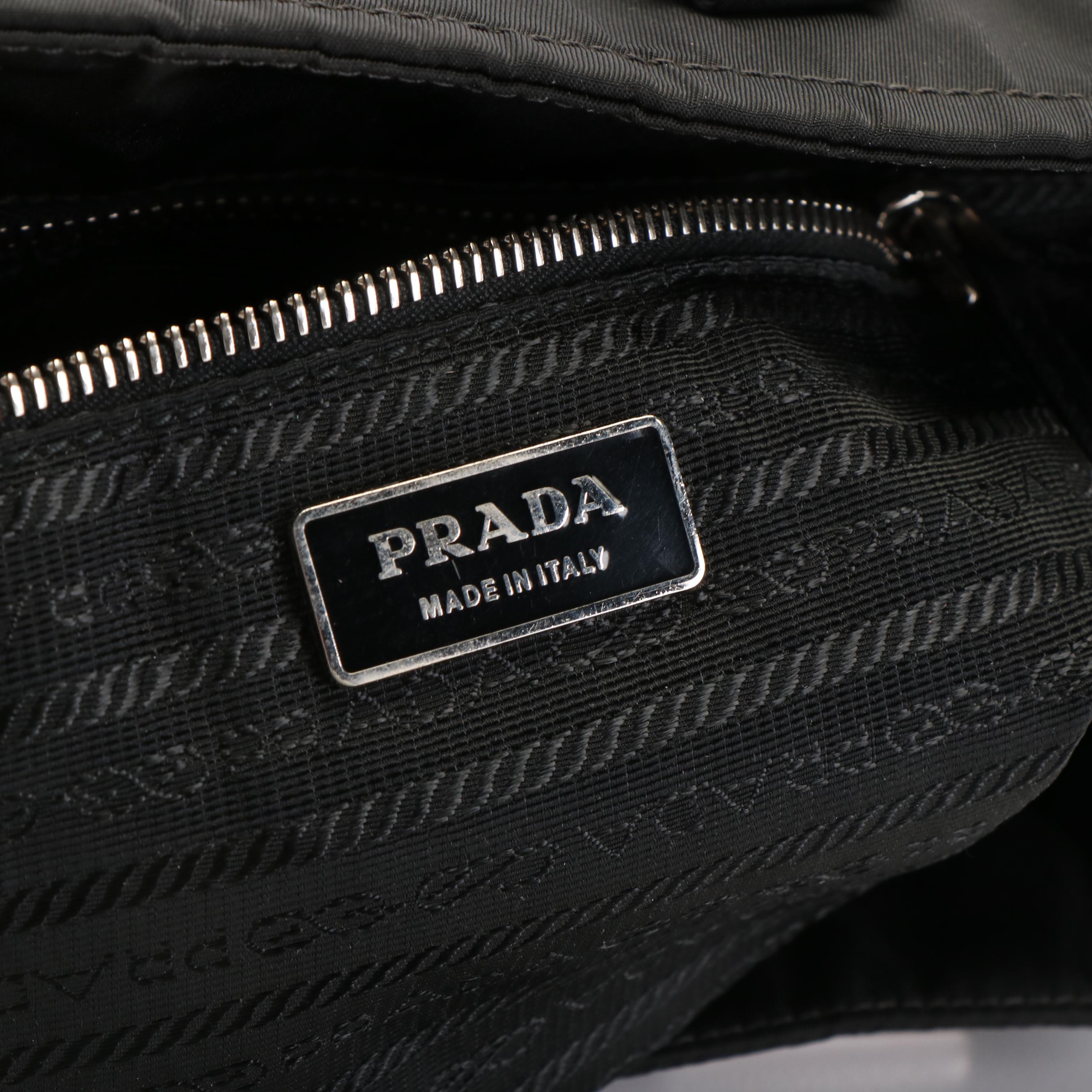 Prada Expandable Buckle Tote in Black Tessuto Nylon
