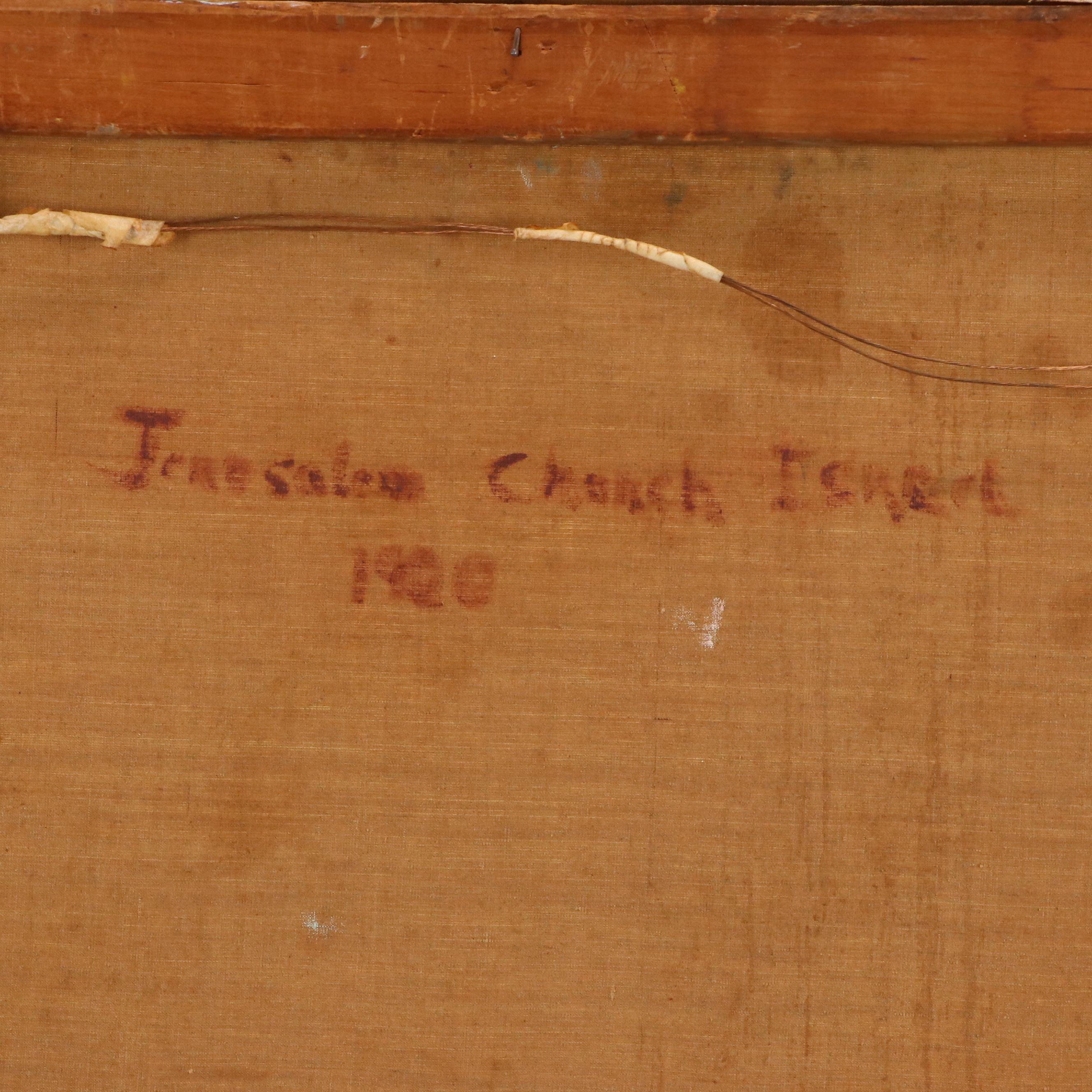 Cityscape Oil Painting "Jerusalem Church Israel," 1900