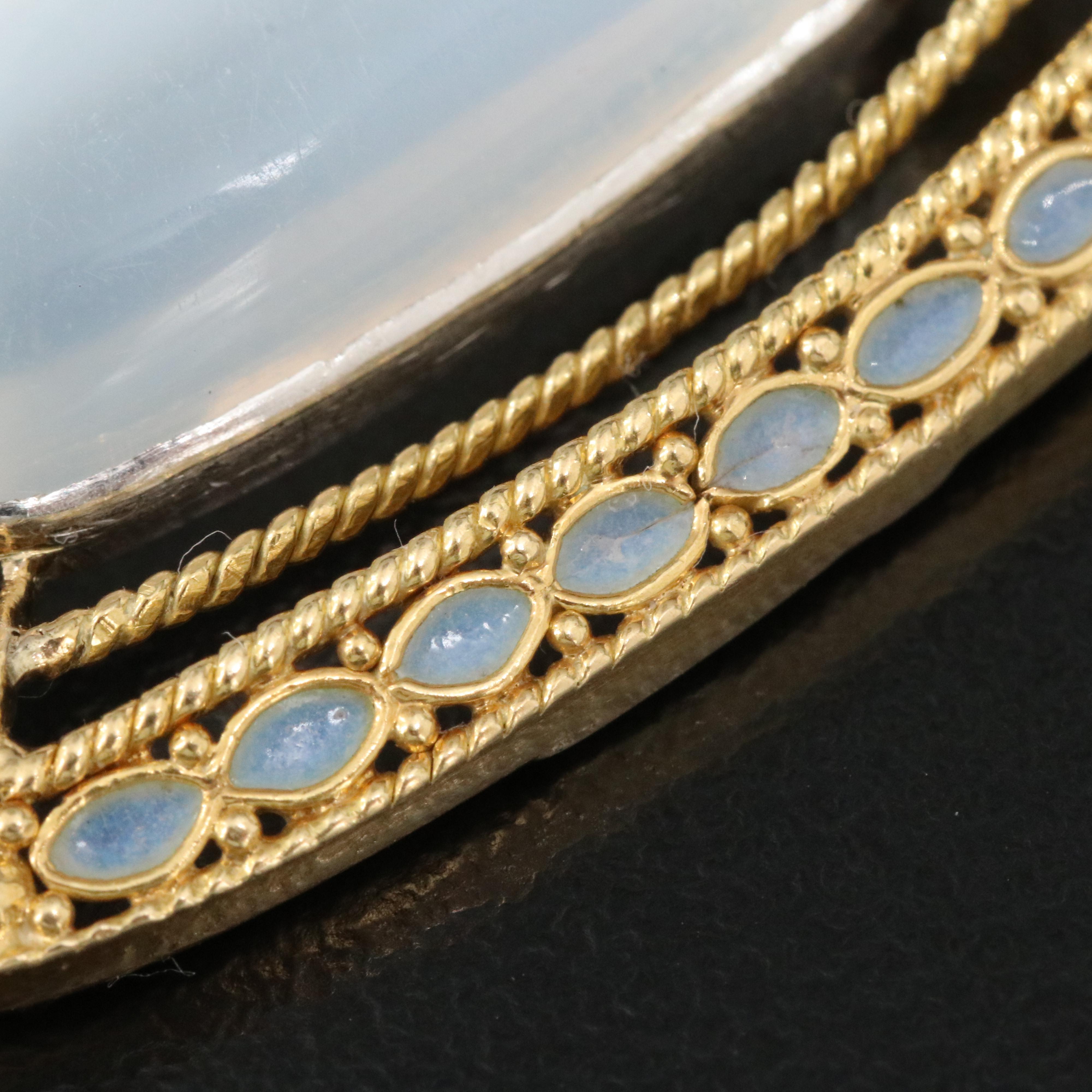 Louis Comfort Tiffany 18K Moonstone and Plique-à-jour Enamel Pendant Necklace