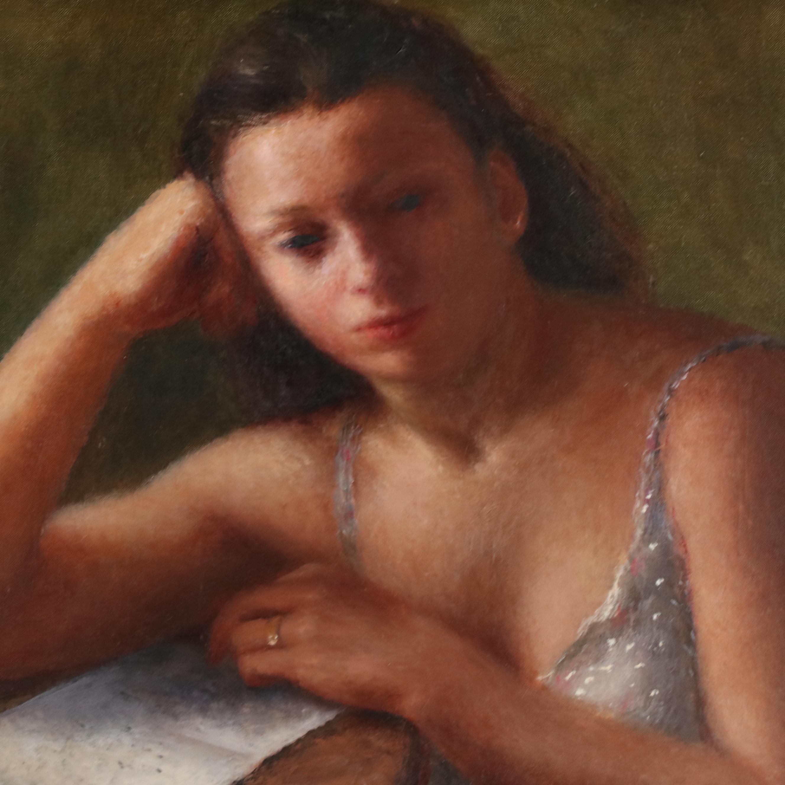 Gladys Rockmore Davis Oil Painting "The Letter," 1945