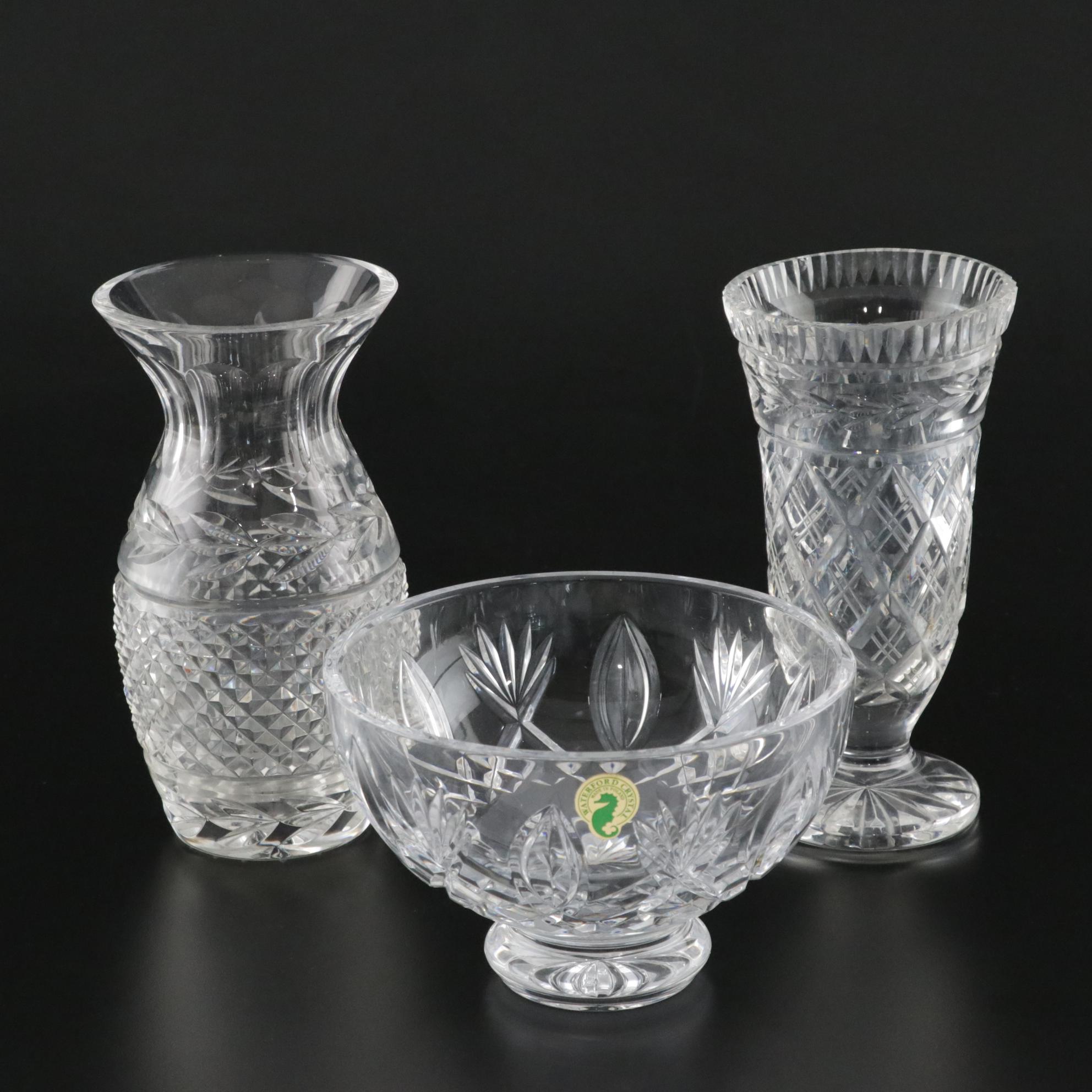 Waterford Crystal "Glandore" Vase With Footed Bowl and Vase