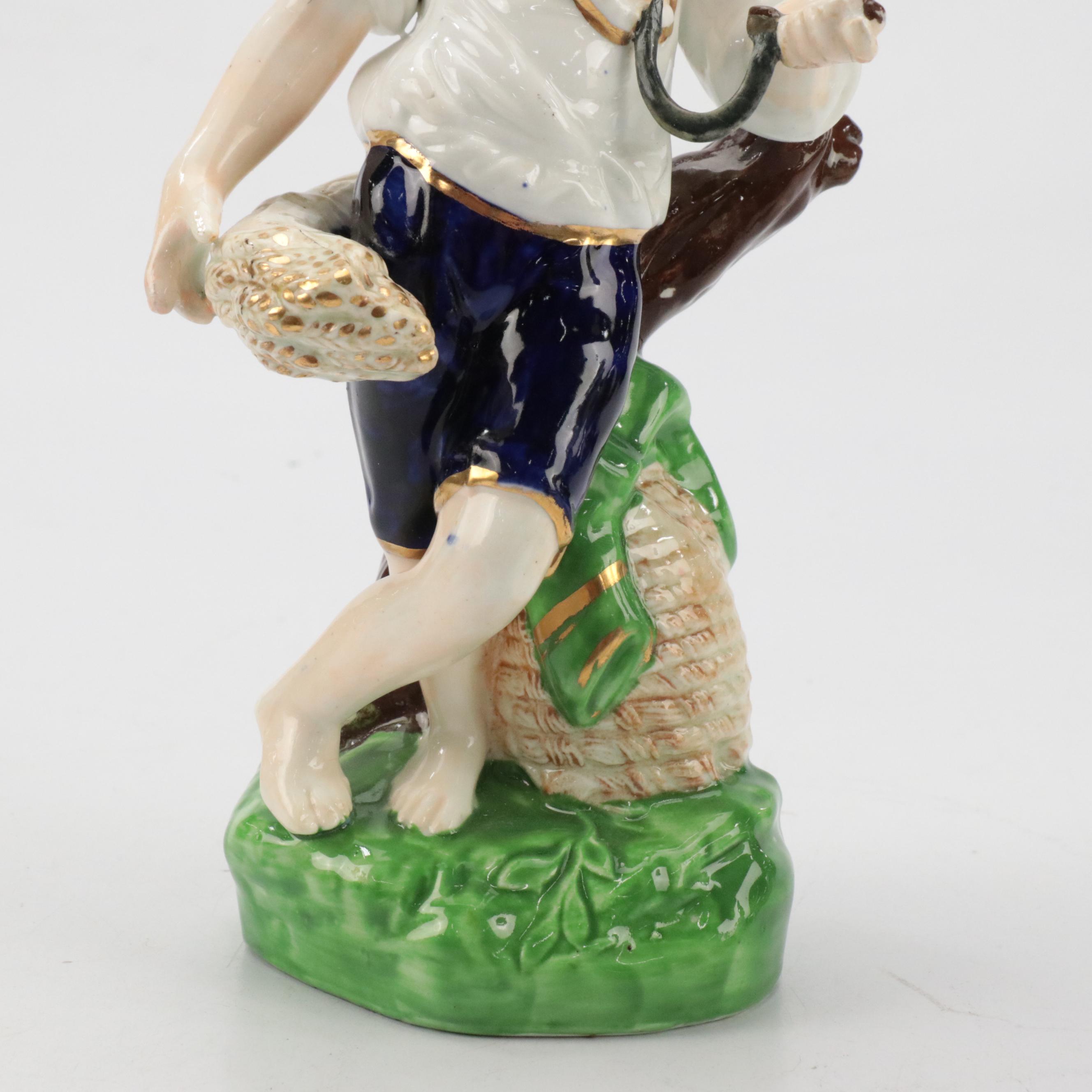 English Dudson Style Staffordshire Allegorical Fall and Spring Figurines