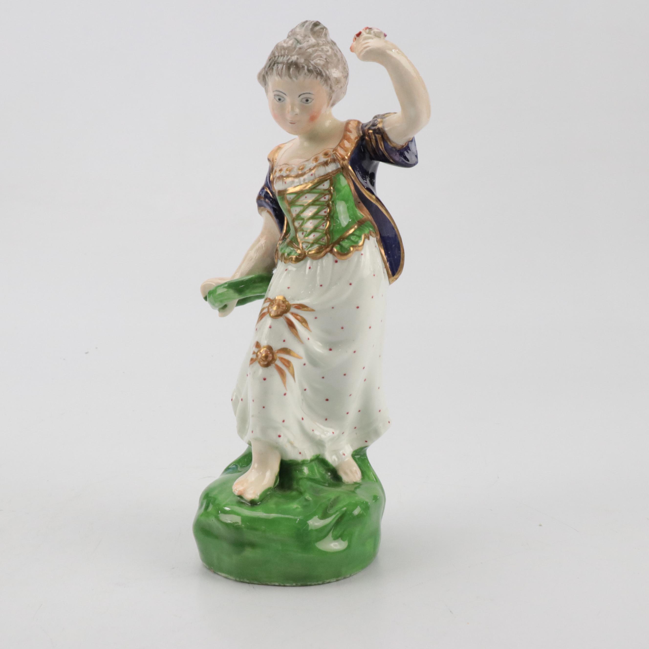 English Dudson Style Staffordshire Allegorical Fall and Spring Figurines