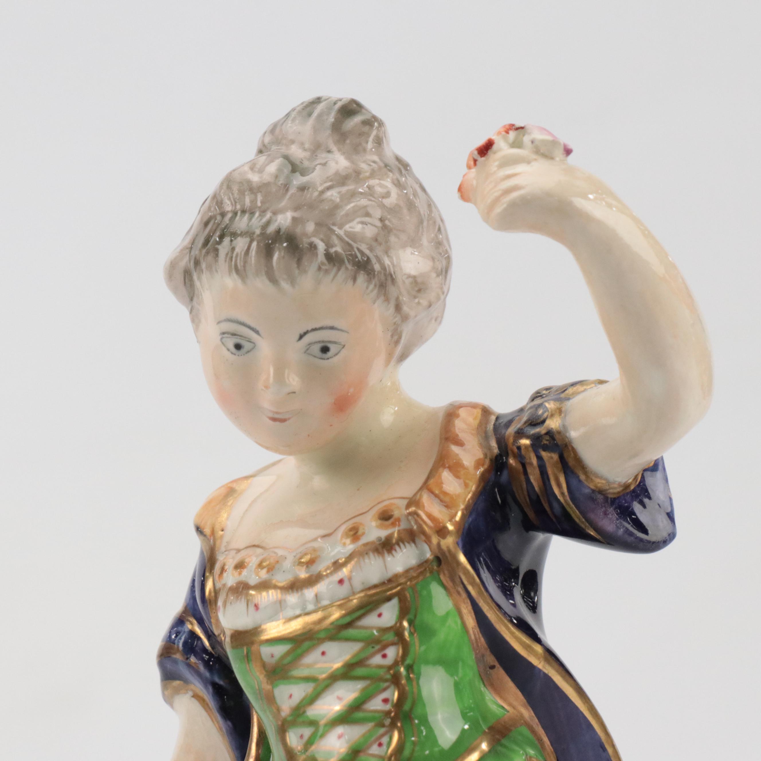 English Dudson Style Staffordshire Allegorical Fall and Spring Figurines