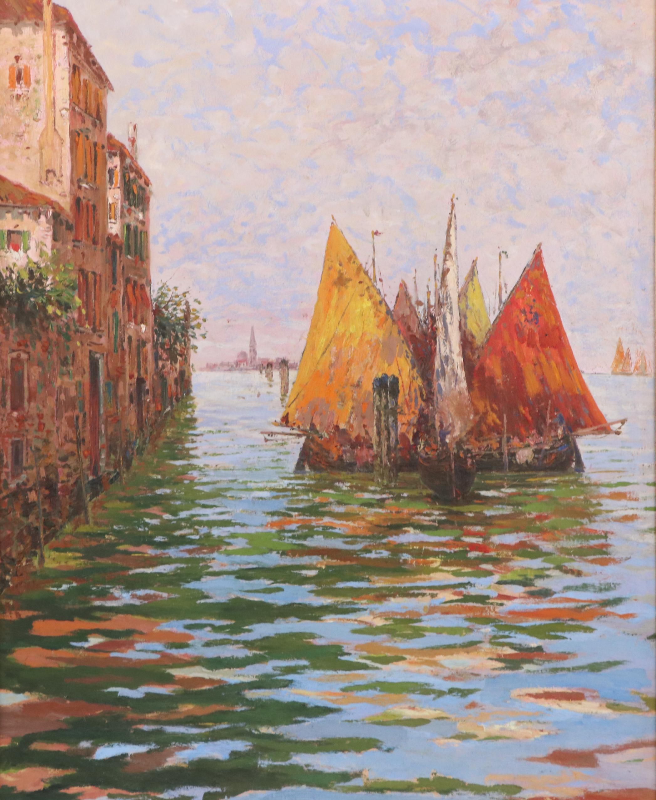 Landscape Oil Painting of Venetian Canal Scene