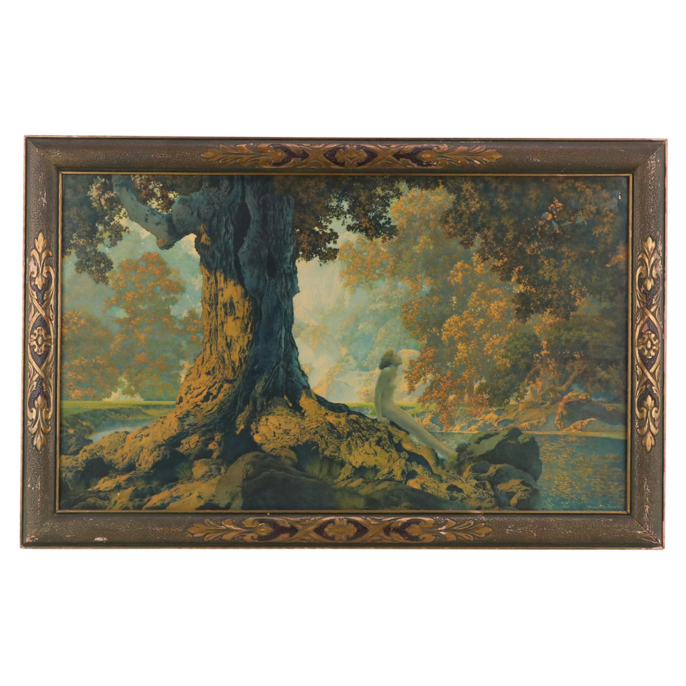 Chromolithograph After Maxfield Parrish "Dreaming," Circa 1930