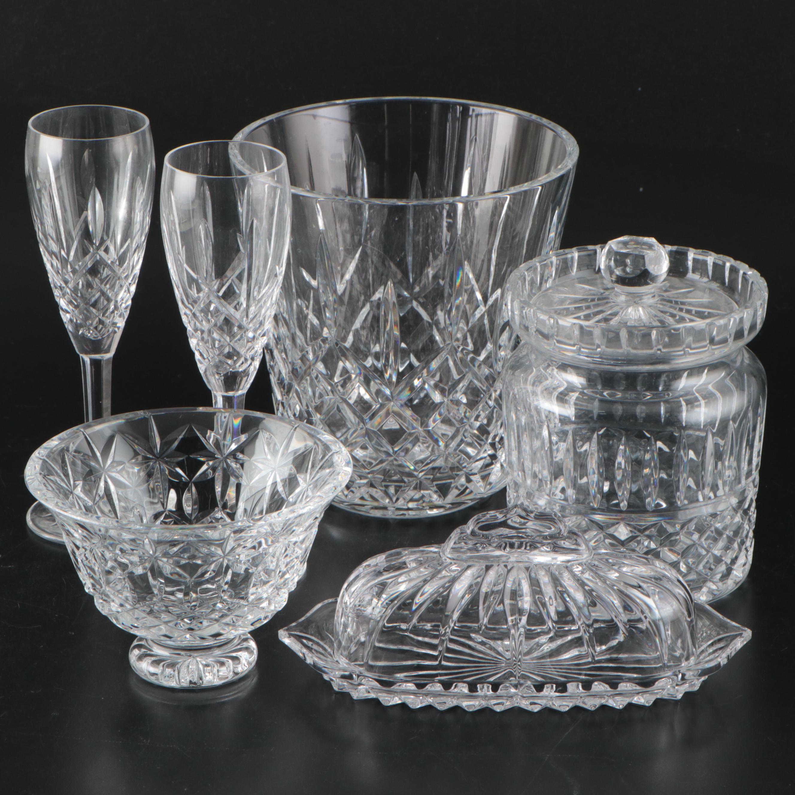 Gorham "Lotus" Butter Dish with Waterford "Lismore" Biscuit Barrel and More