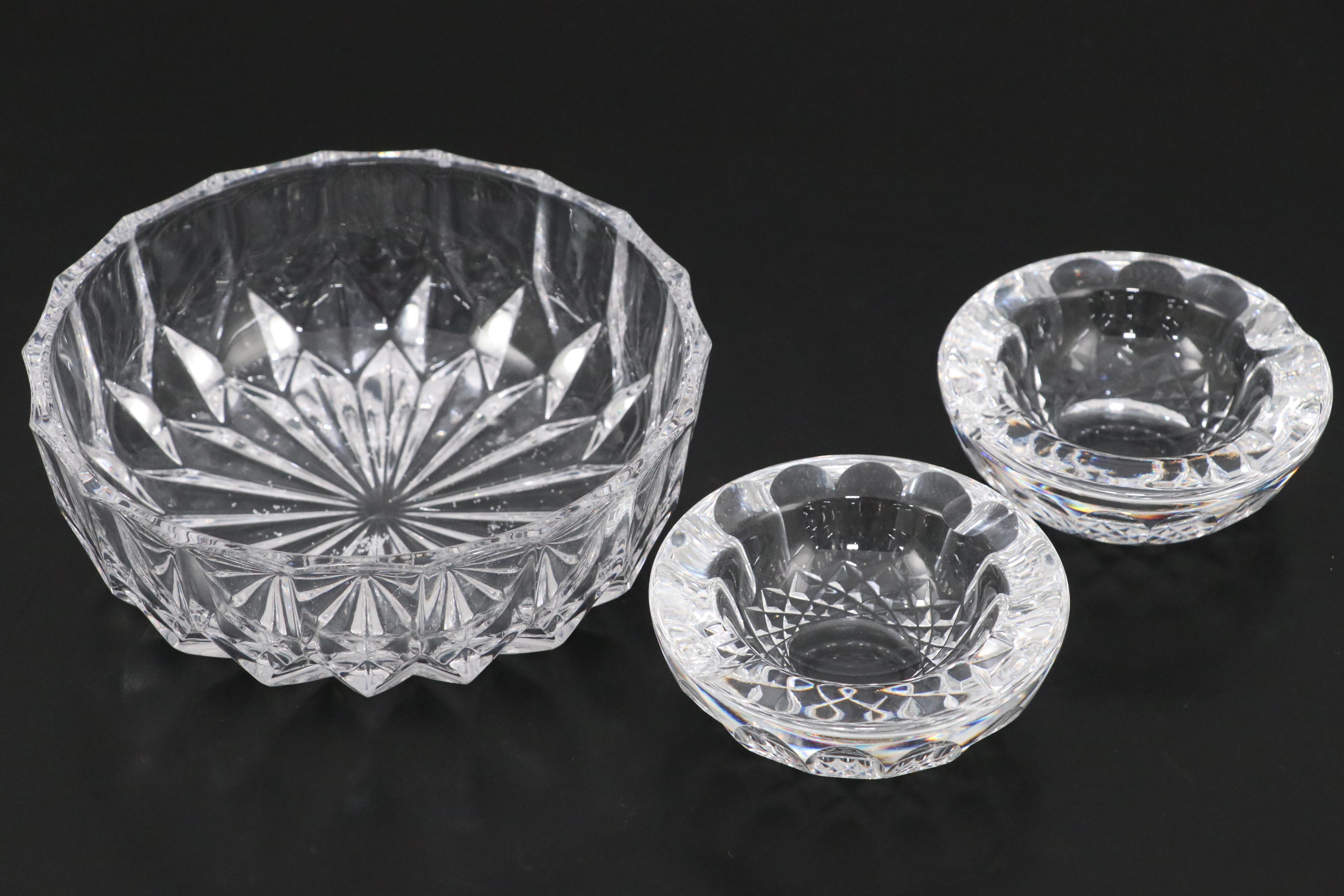 Waterford Crystal Ashtrays, Gorham Crystal Apple Box with Perfume Bottle & Bowl