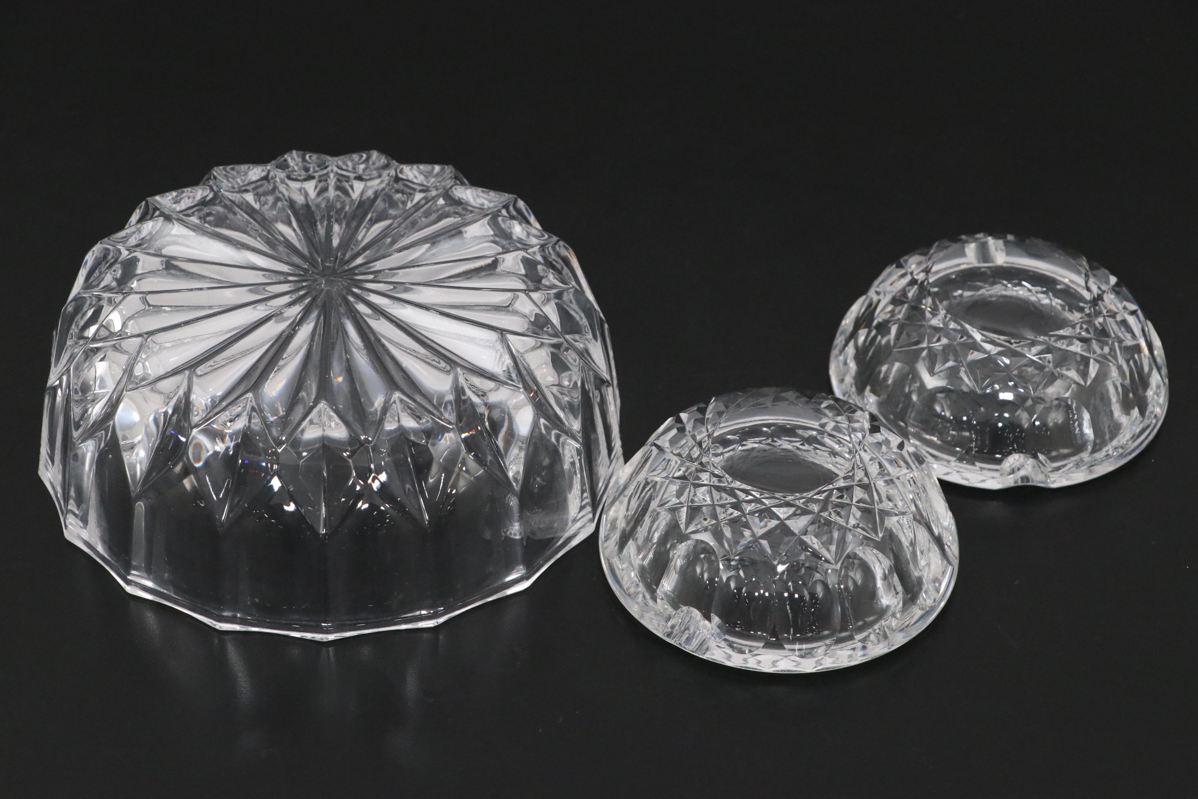 Waterford Crystal Ashtrays, Gorham Crystal Apple Box with Perfume Bottle & Bowl