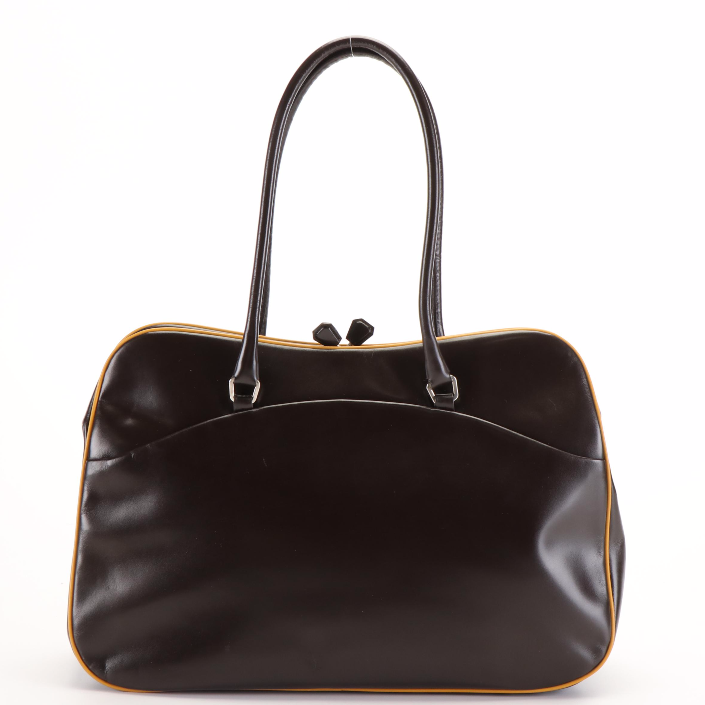 Prada Frame Bag in Brown Vitello Leather