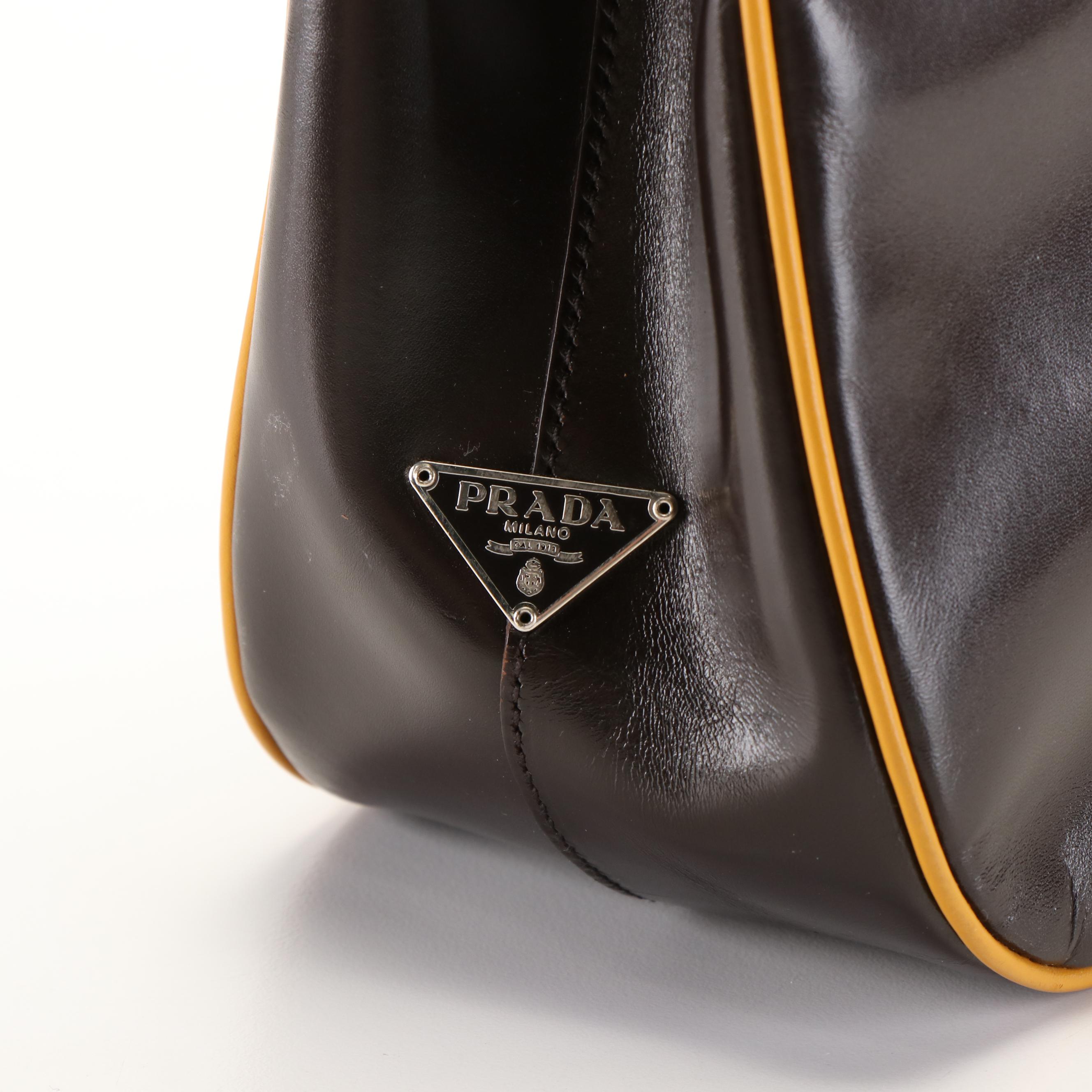 Prada Frame Bag in Brown Vitello Leather
