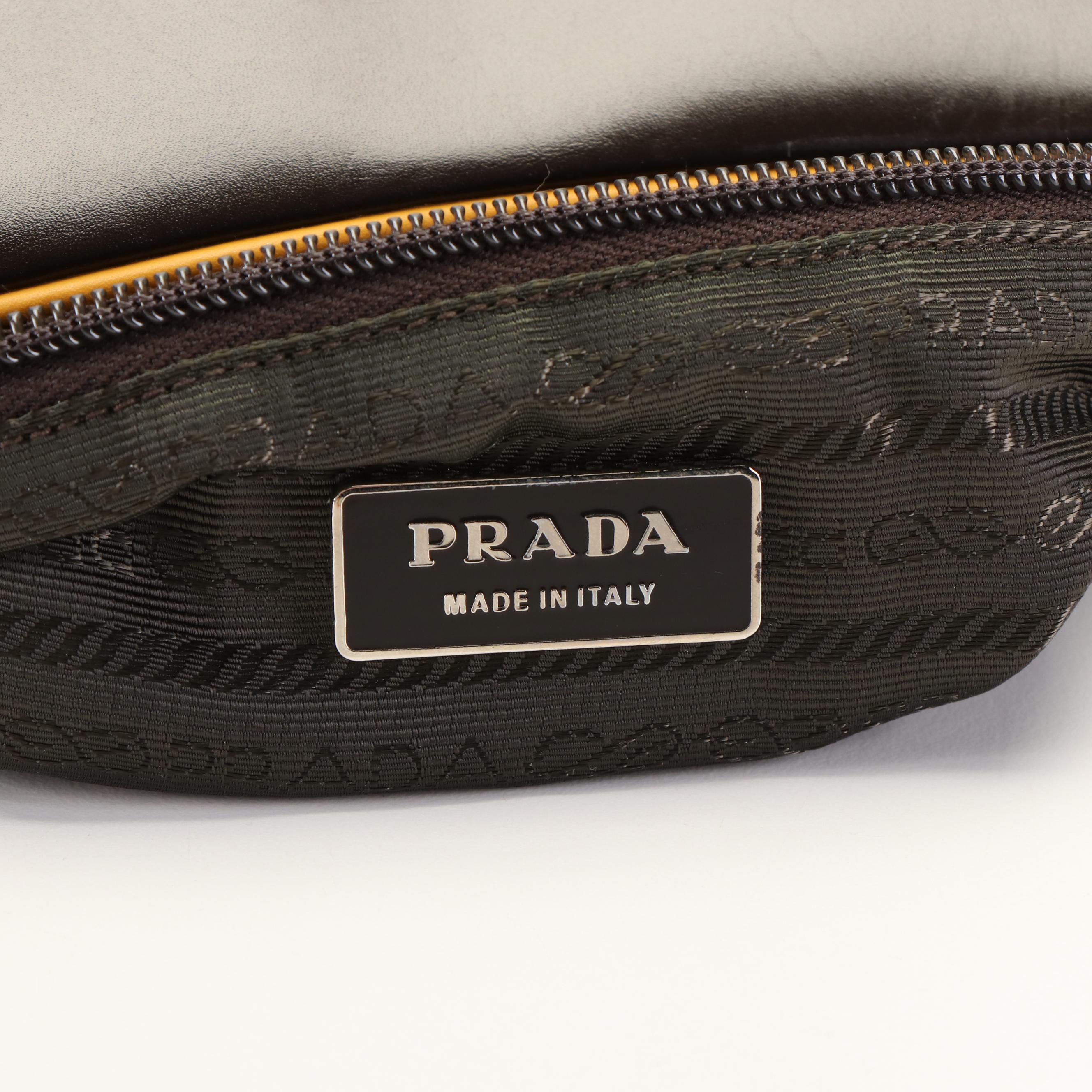 Prada Frame Bag in Brown Vitello Leather