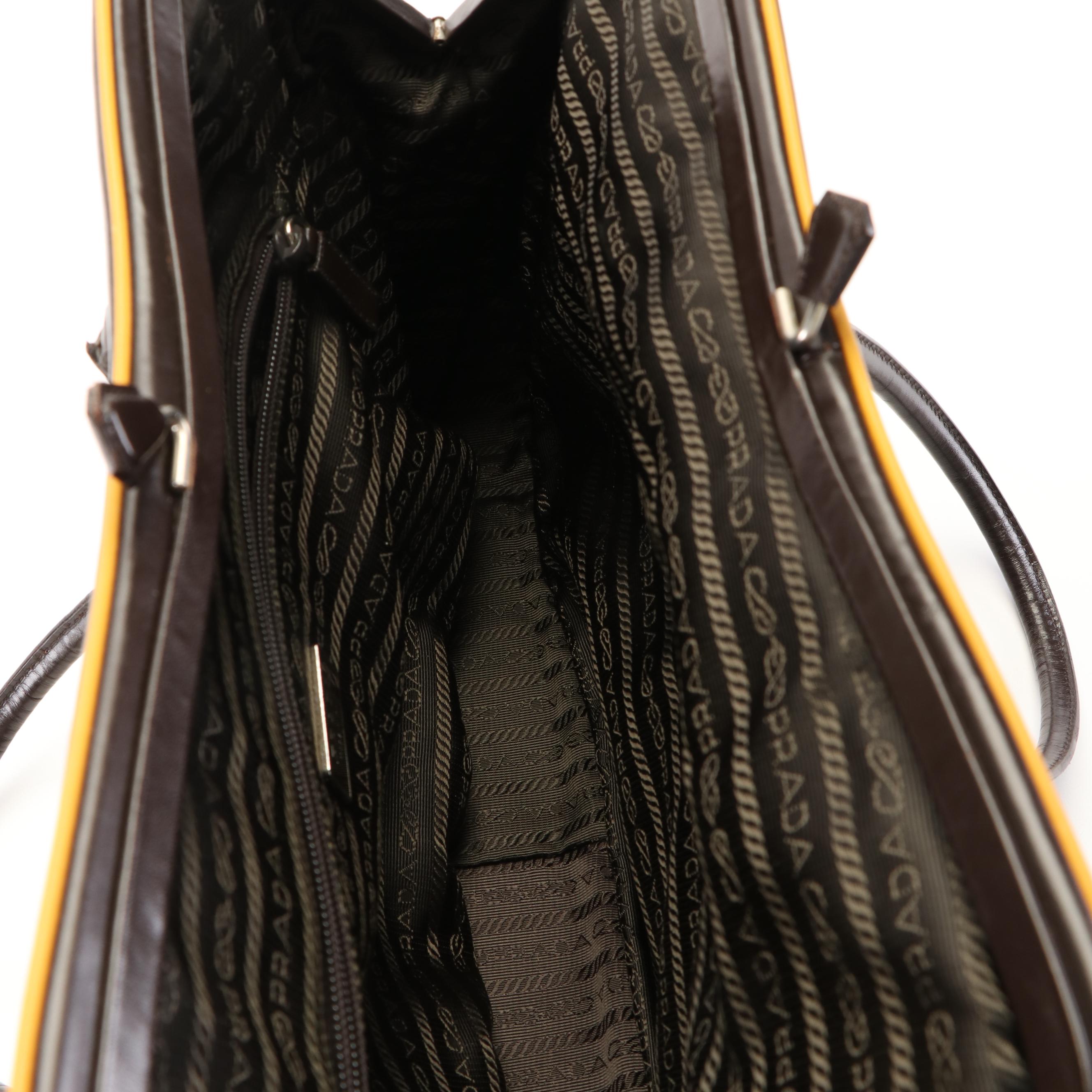 Prada Frame Bag in Brown Vitello Leather