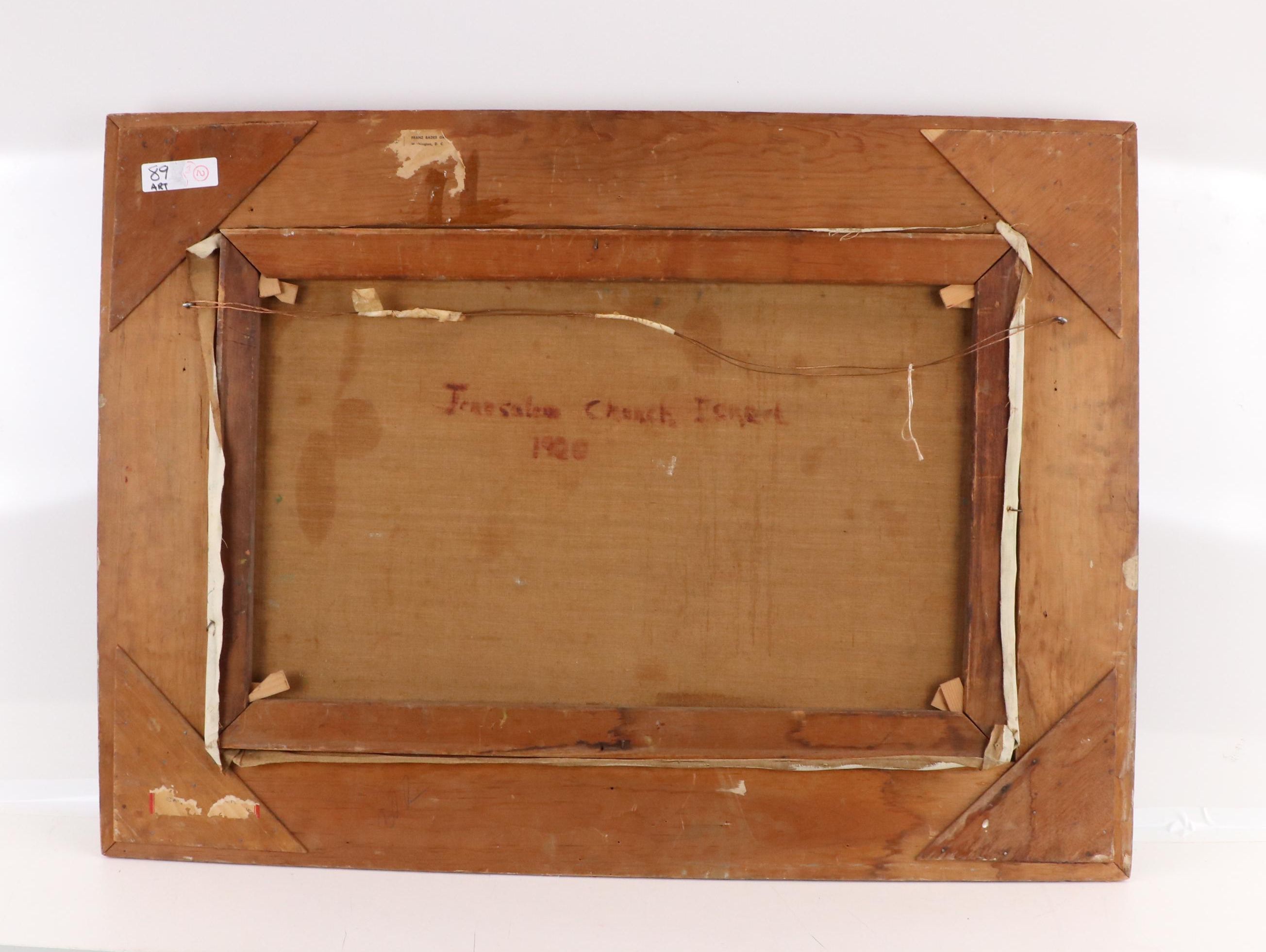 Cityscape Oil Painting "Jerusalem Church Israel," 1900