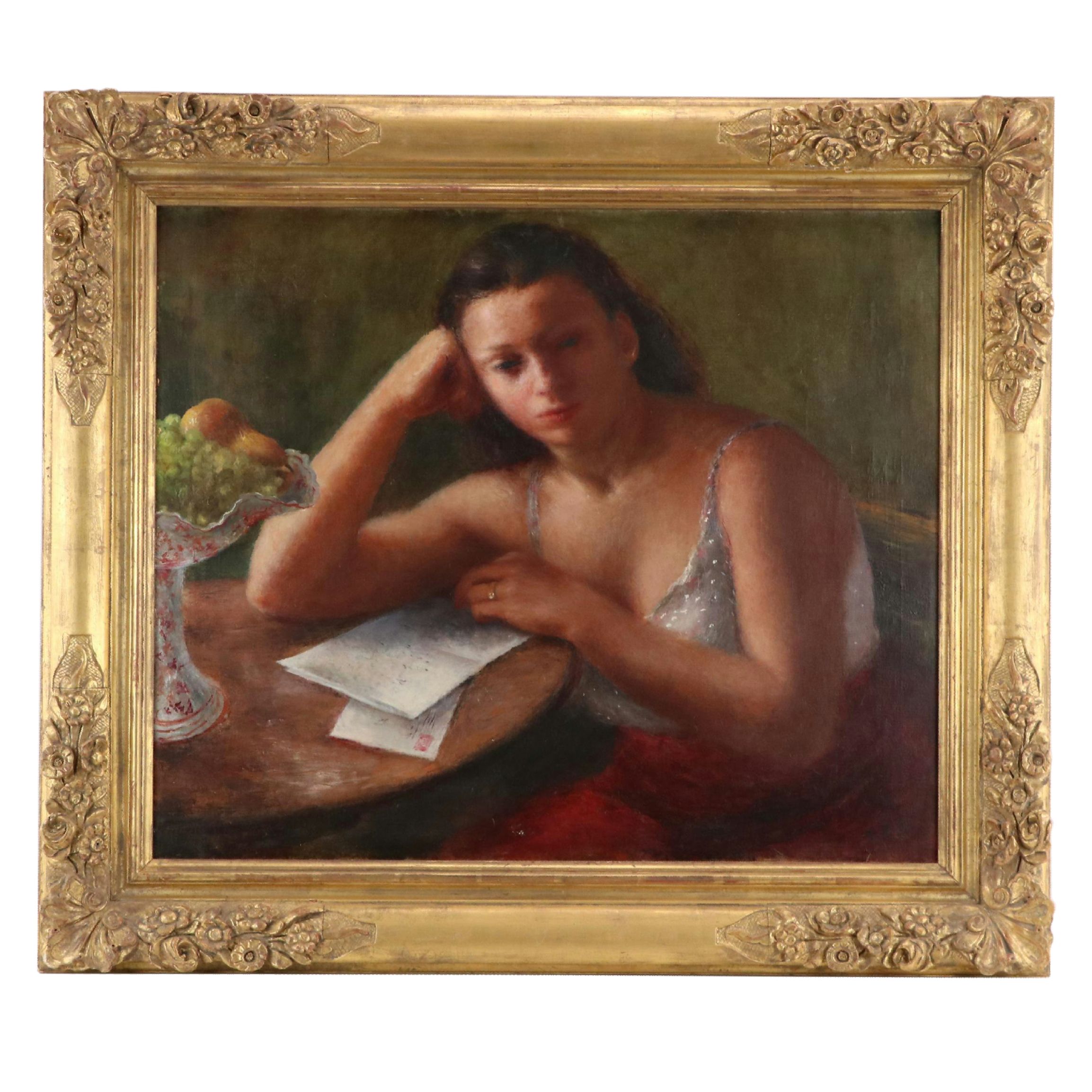 Gladys Rockmore Davis Oil Painting "The Letter," 1945