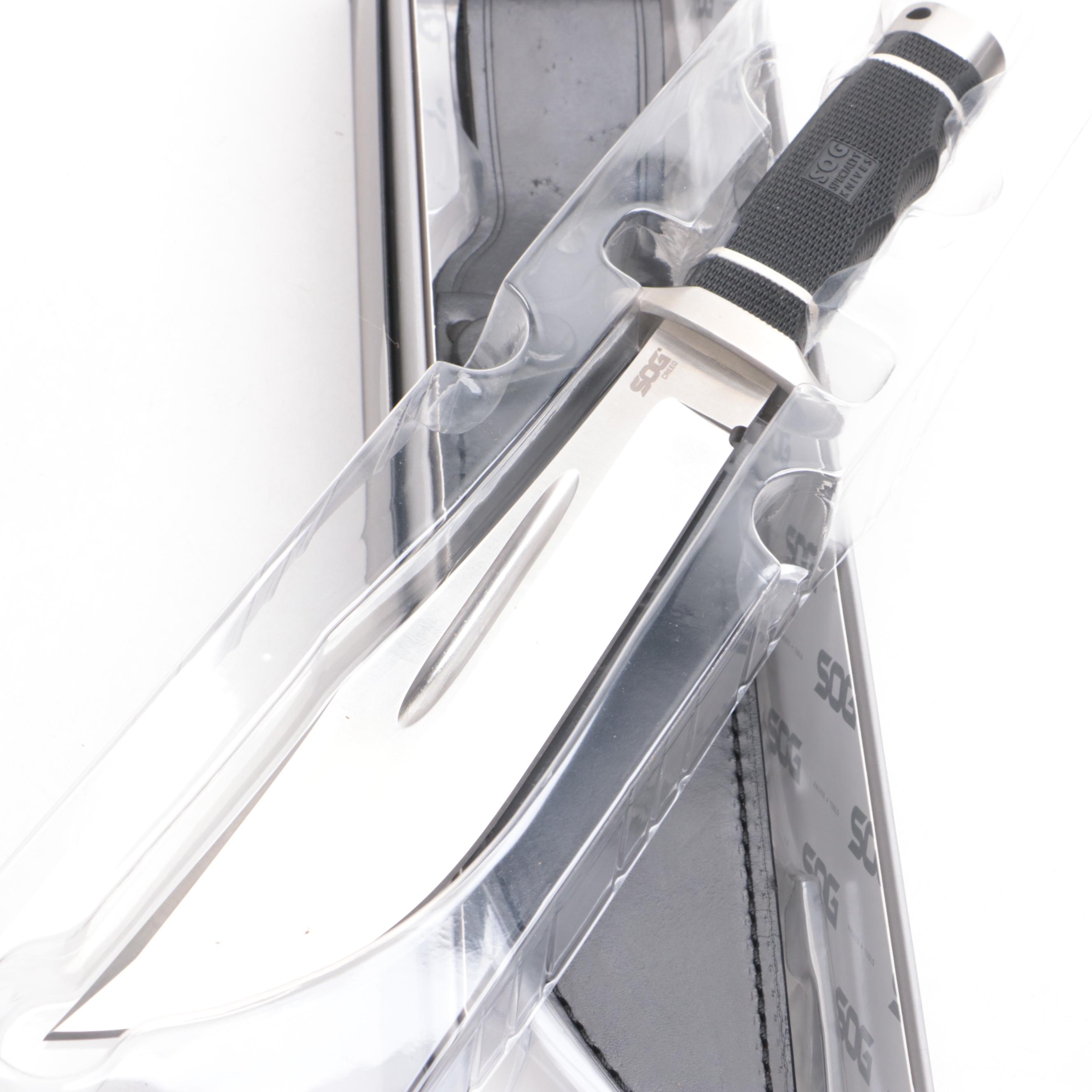 SOG Specialty Knives Stainless and Matte Black Fixed Blade Knives and Sheaths