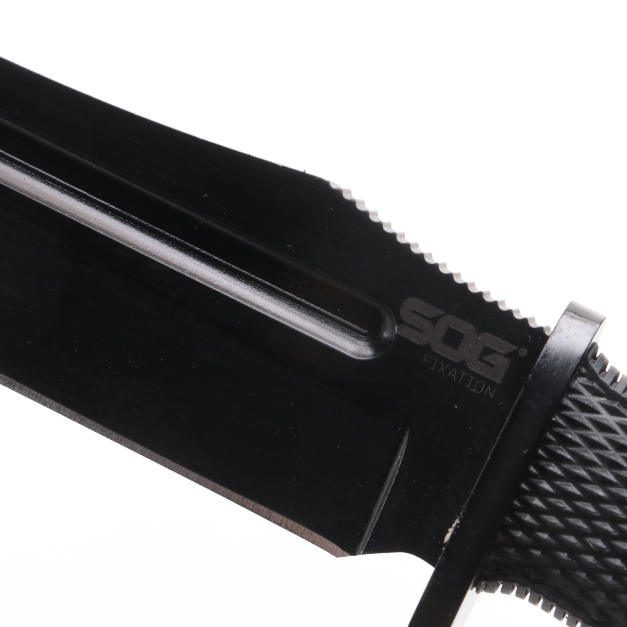 SOG Specialty Knives Stainless and Matte Black Fixed Blade Knives and Sheaths