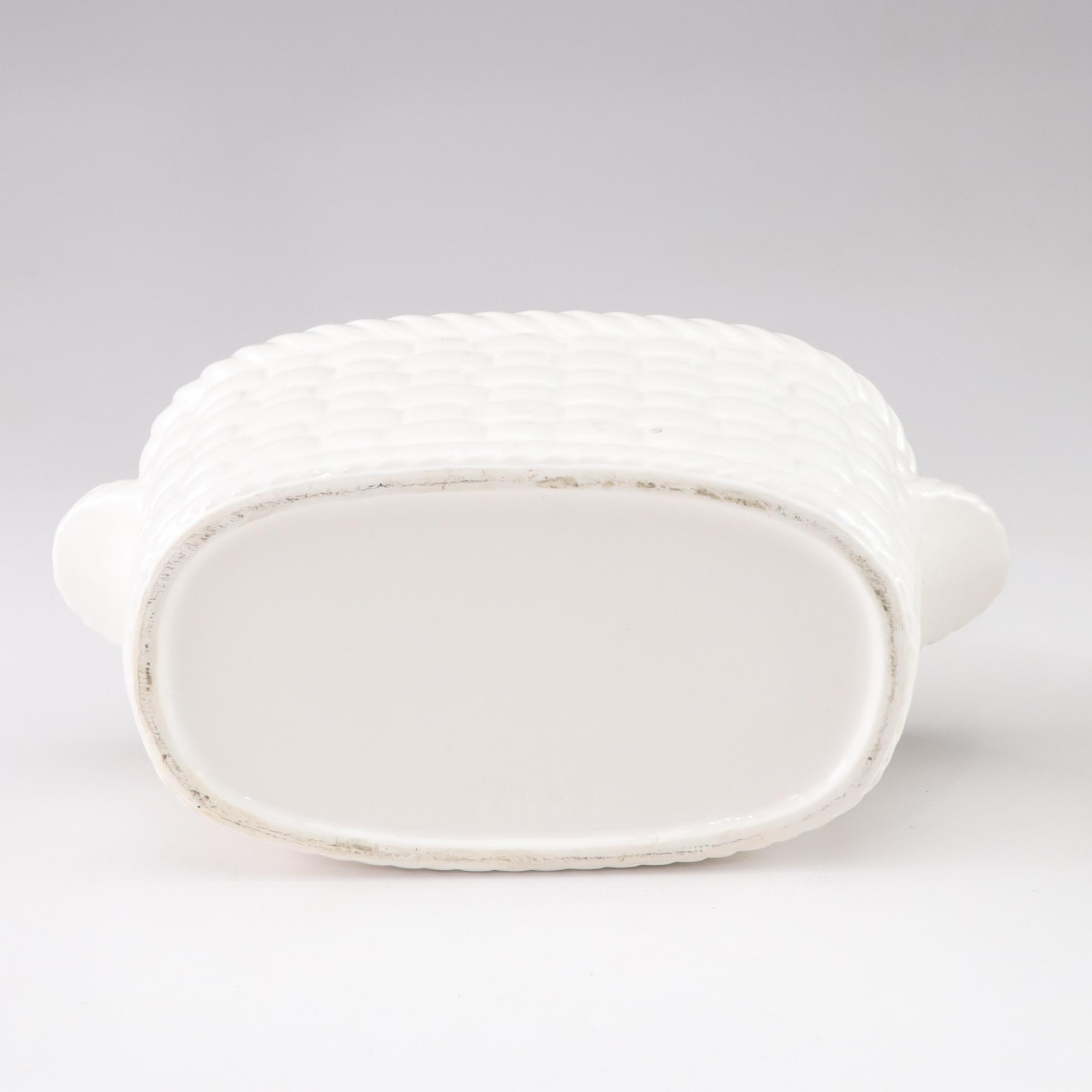 Duck on Basket Tureen with Blue and White Ceramics