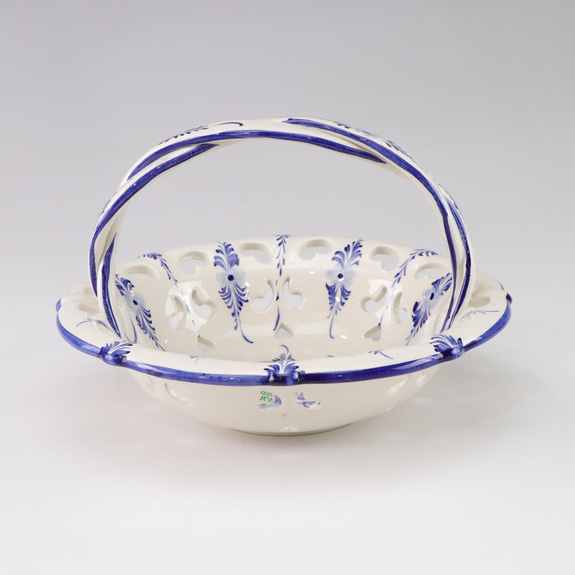 Duck on Basket Tureen with Blue and White Ceramics