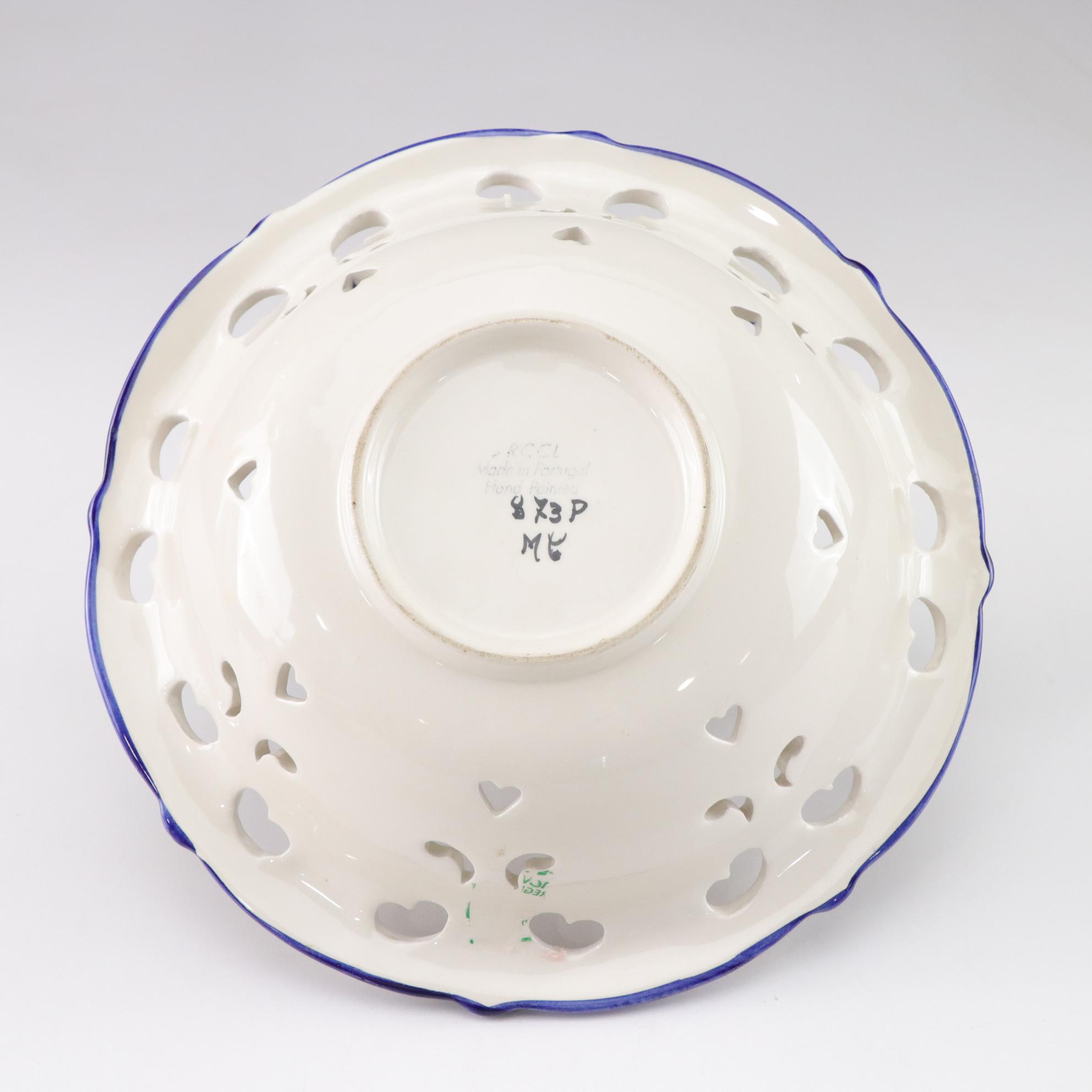 Duck on Basket Tureen with Blue and White Ceramics