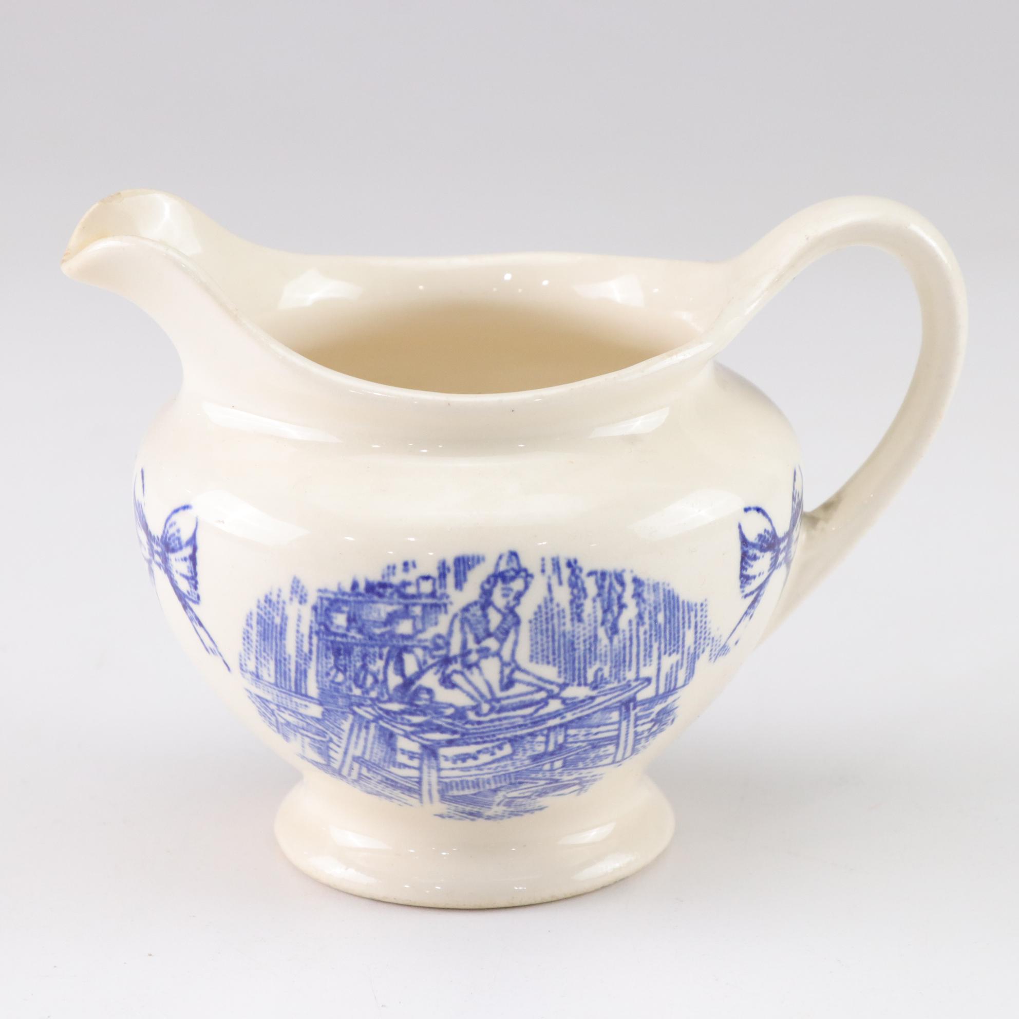 Duck on Basket Tureen with Blue and White Ceramics