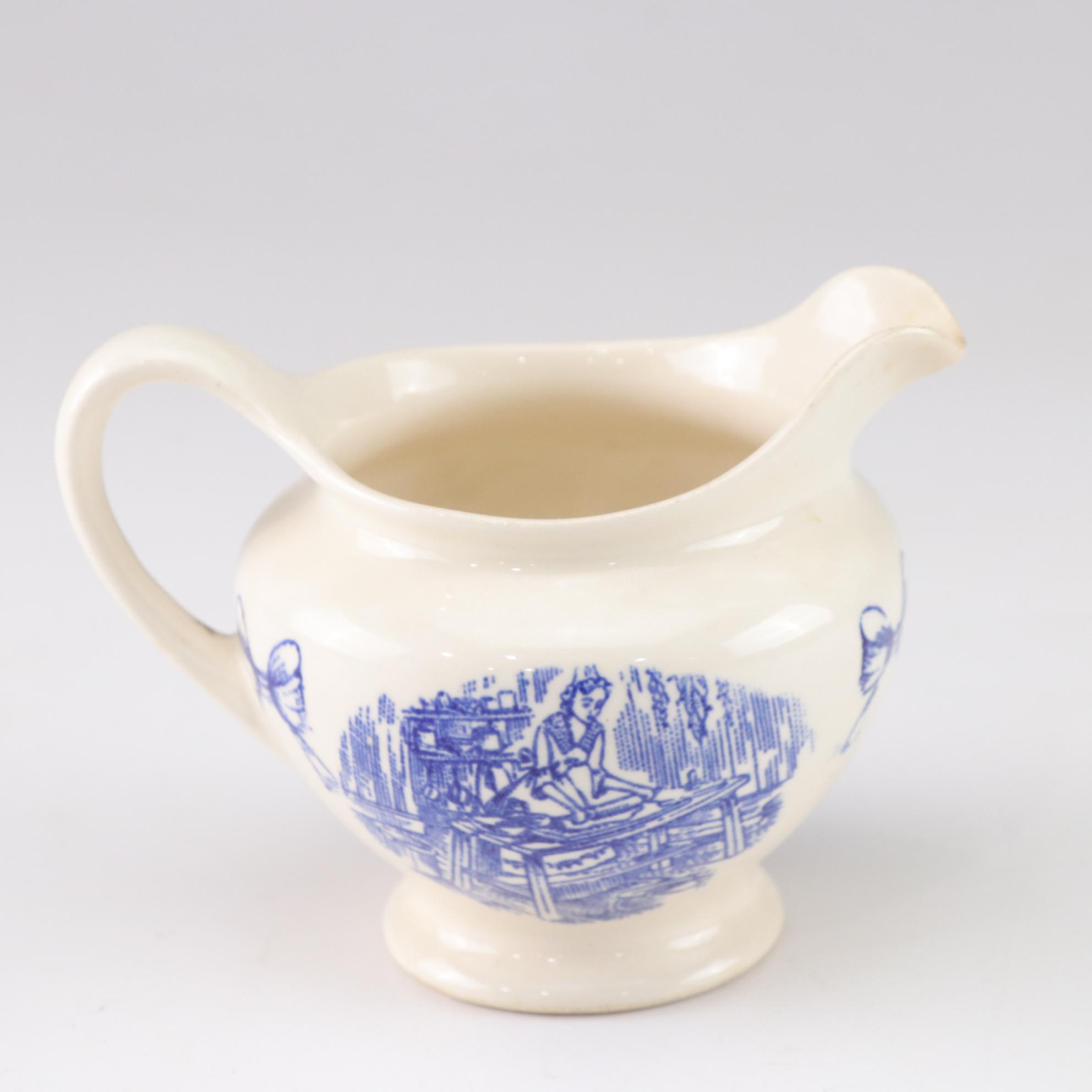 Duck on Basket Tureen with Blue and White Ceramics