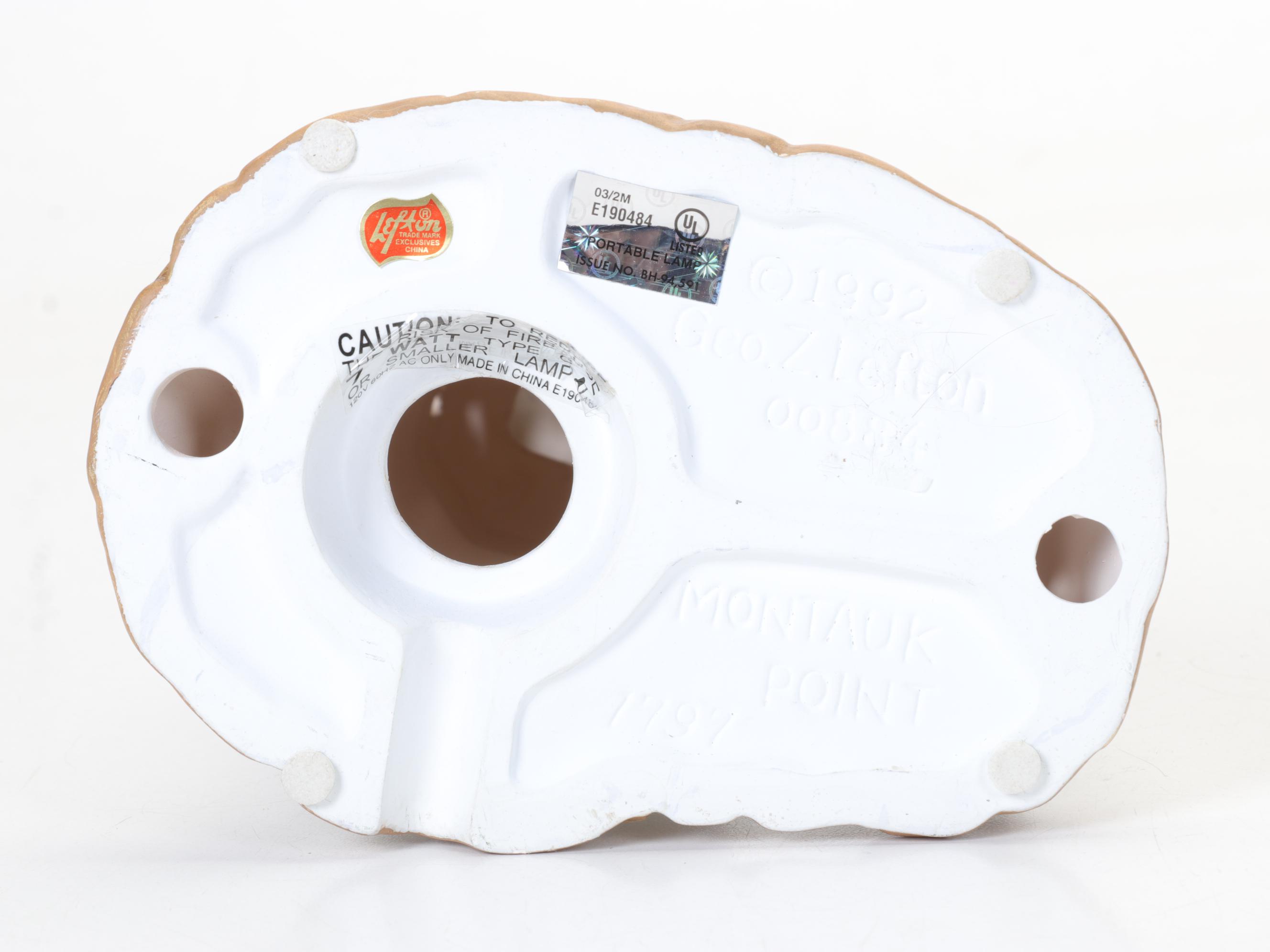 George Z Lefton Ceramic Montauk Lighthouse Lamp Base With Other Lighthouse