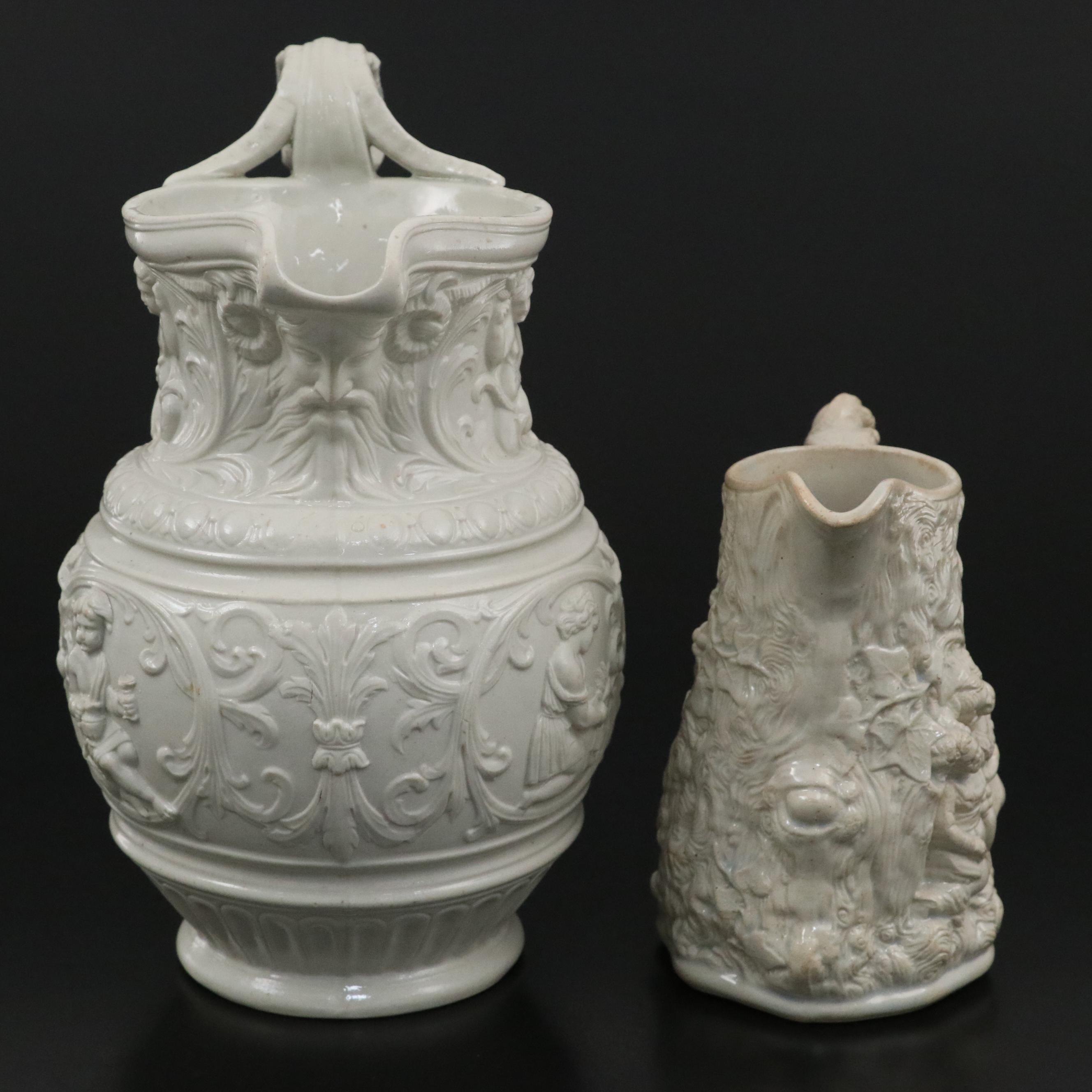 Pinder Bourne Babes in the Woods and Other English Parian Relief Molded Jugs