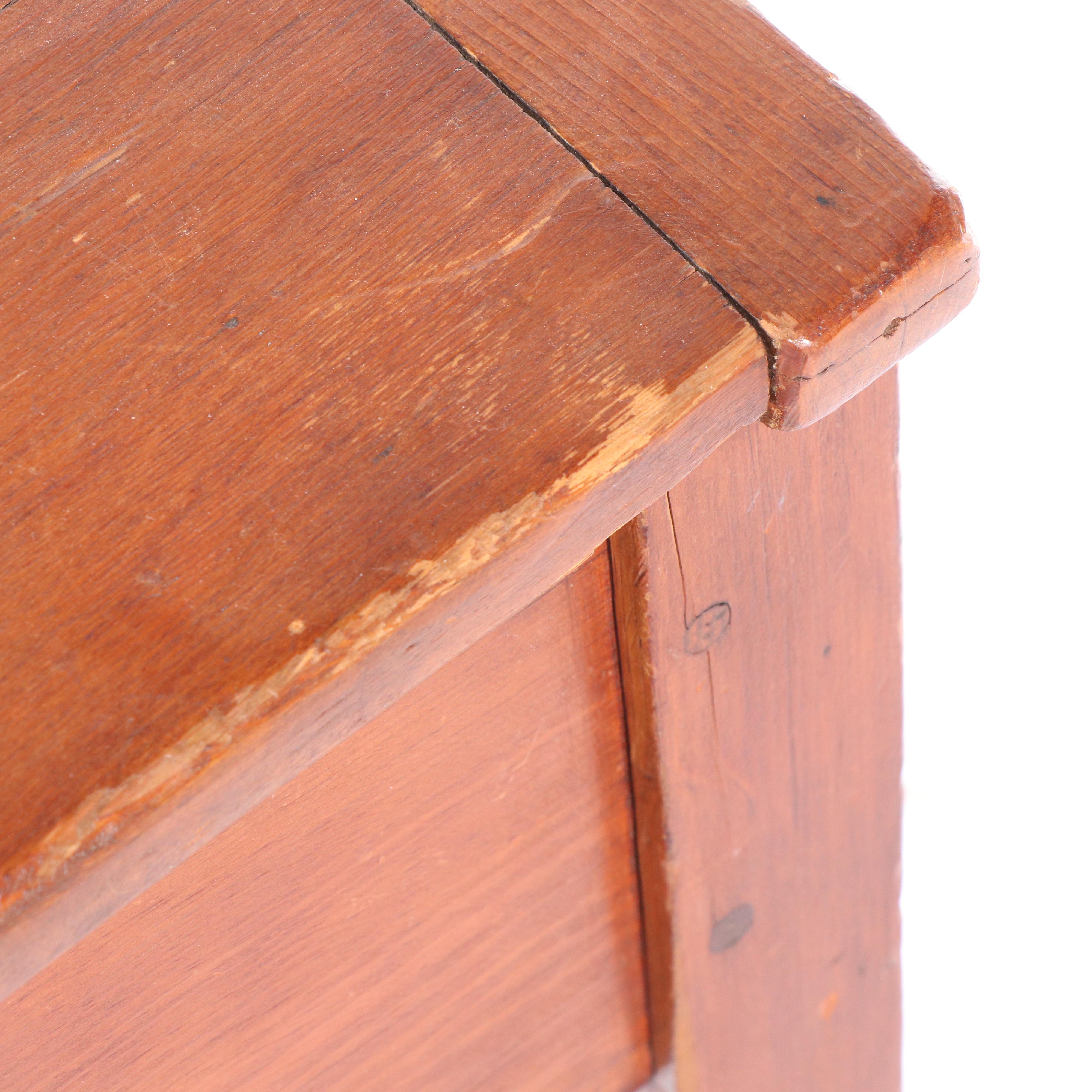 Primitive Style Pine Lift-Top School Desk with Children's Side Chairs