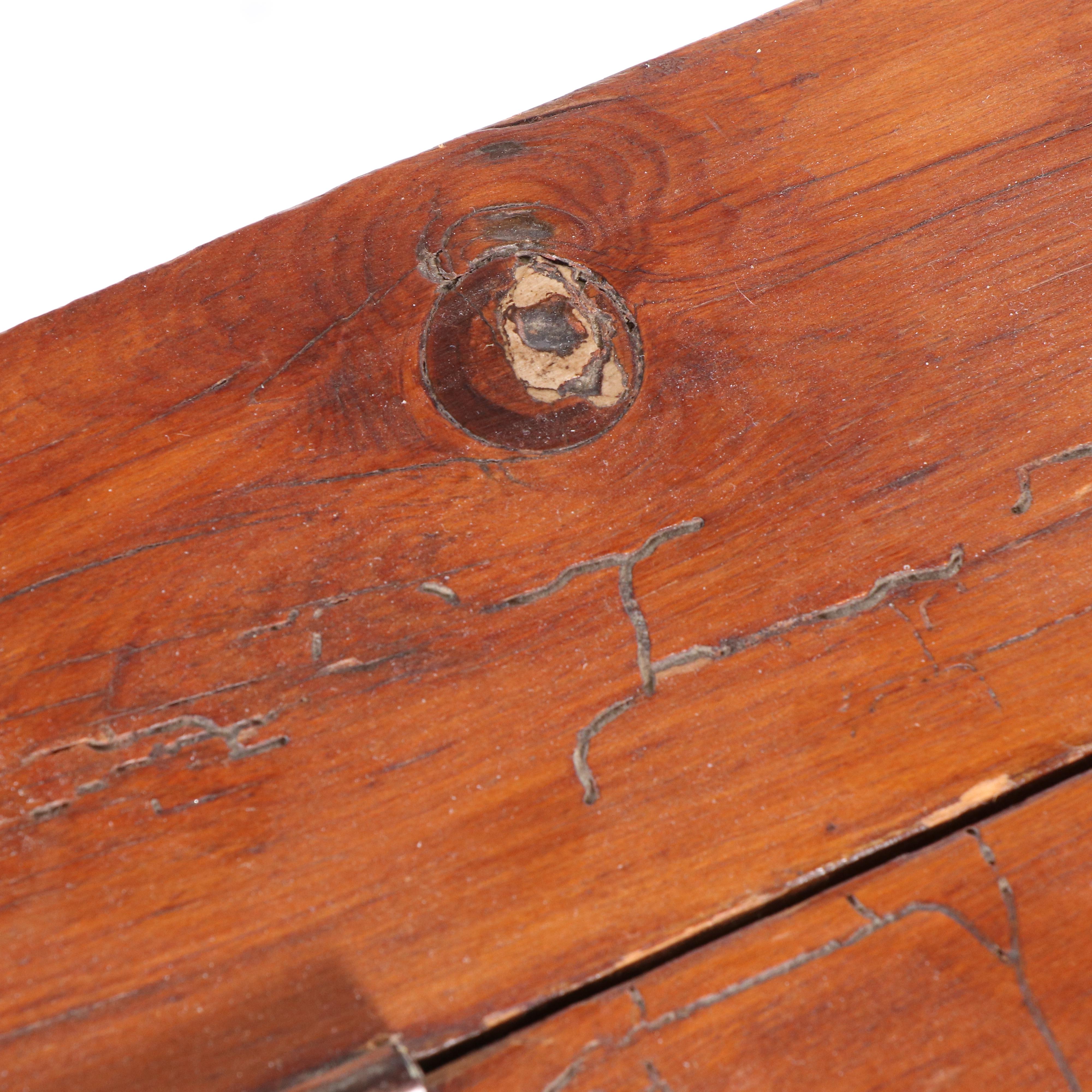 Primitive Style Pine Lift-Top School Desk with Children's Side Chairs