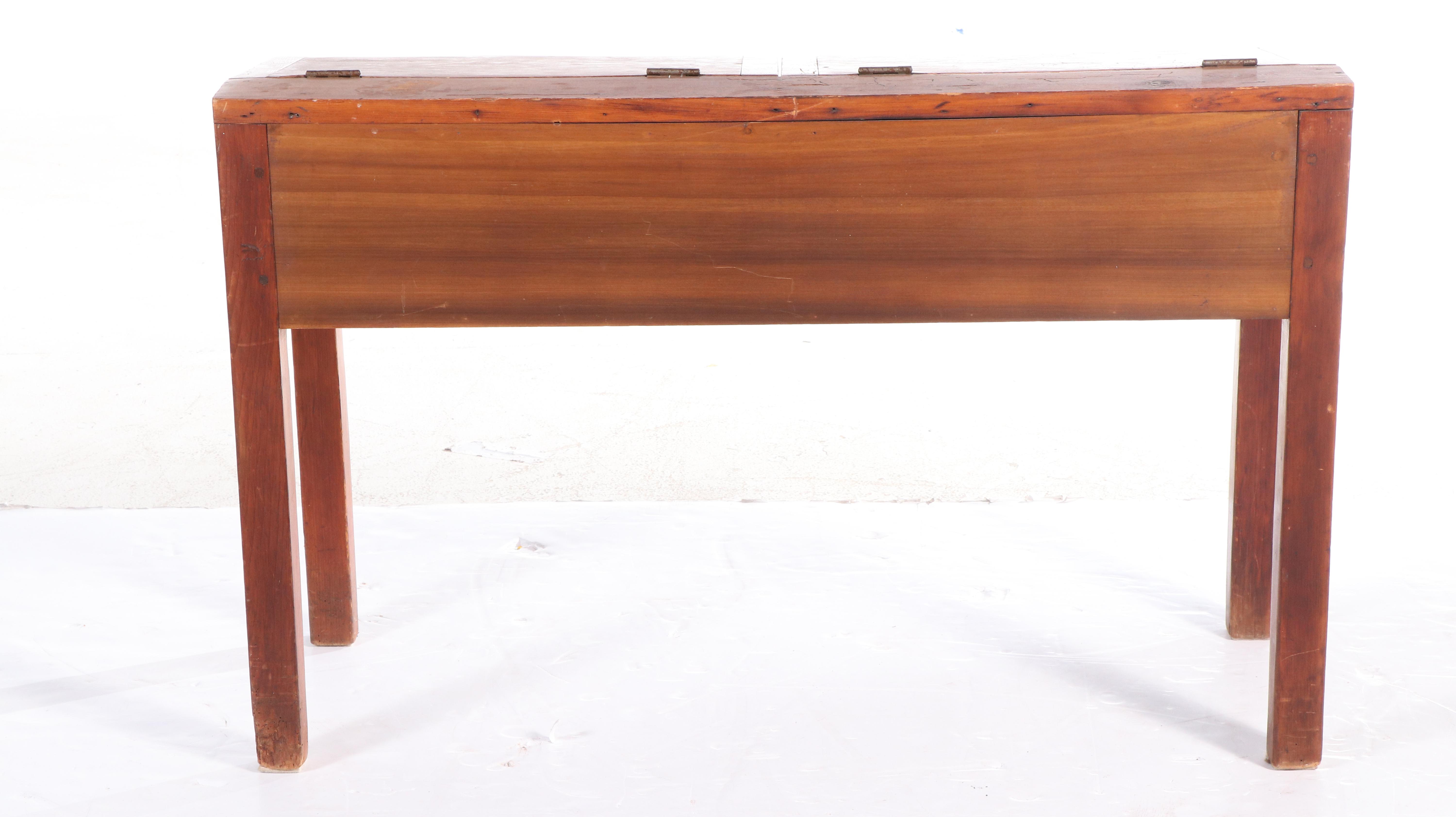 Primitive Style Pine Lift-Top School Desk with Children's Side Chairs