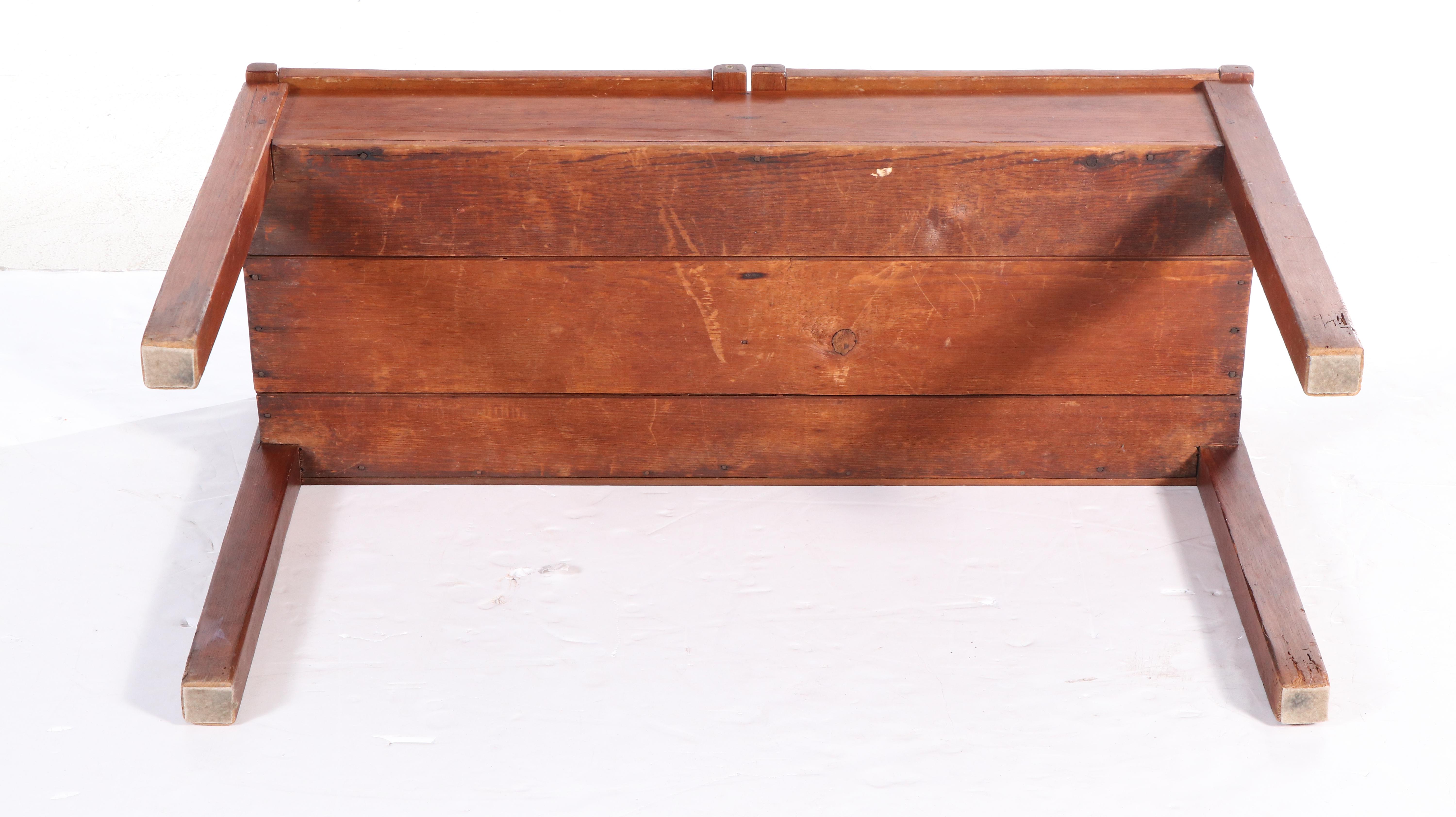 Primitive Style Pine Lift-Top School Desk with Children's Side Chairs