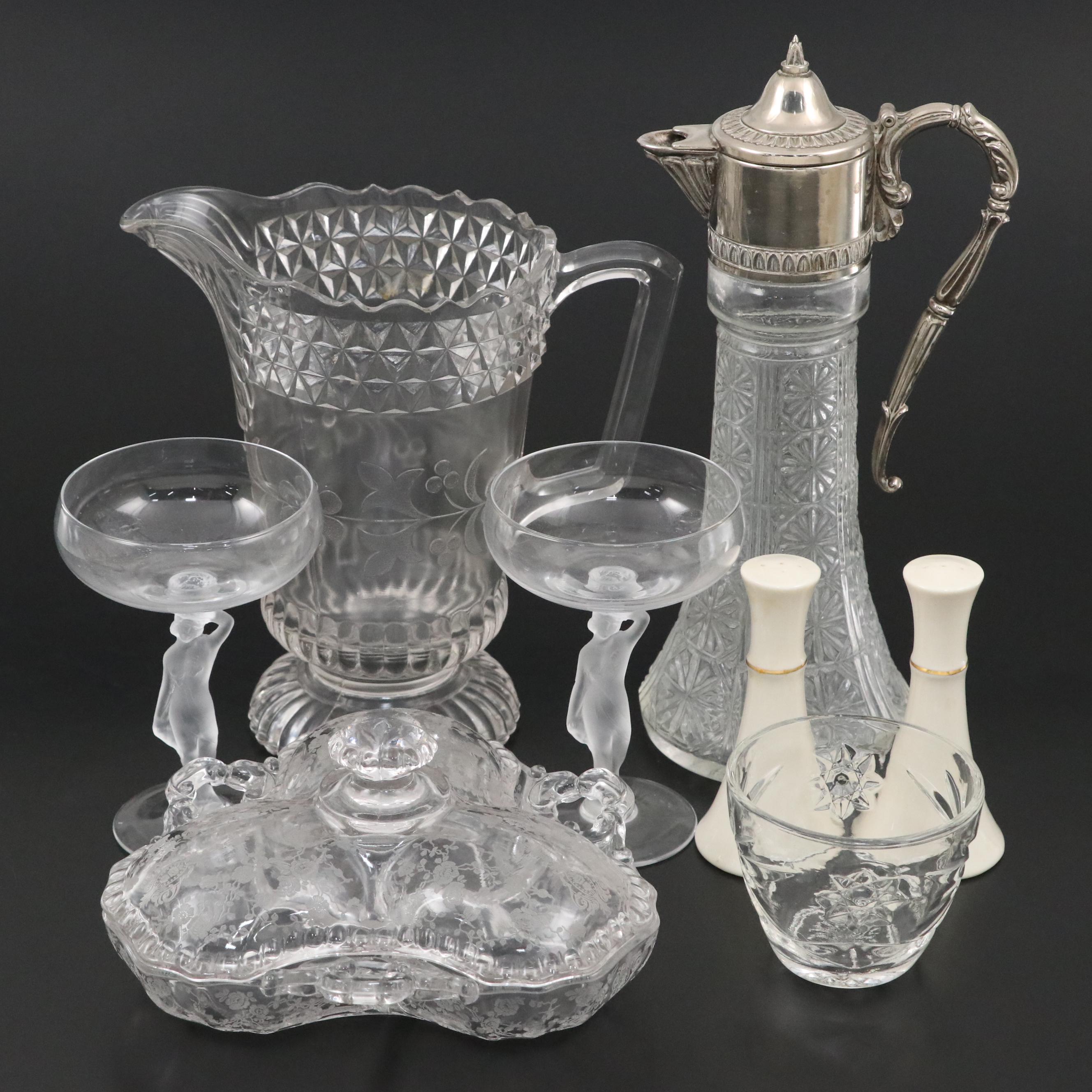 Cambridge "Rose Point Clear" Relish, Lenox "Miramar Collection" Shakers and More