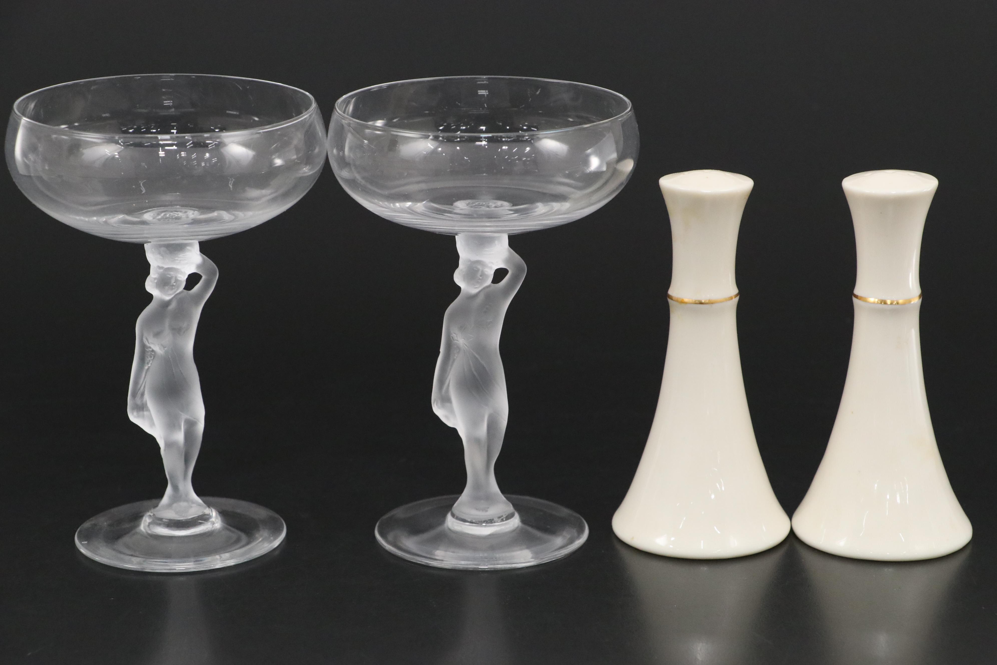 Cambridge "Rose Point Clear" Relish, Lenox "Miramar Collection" Shakers and More
