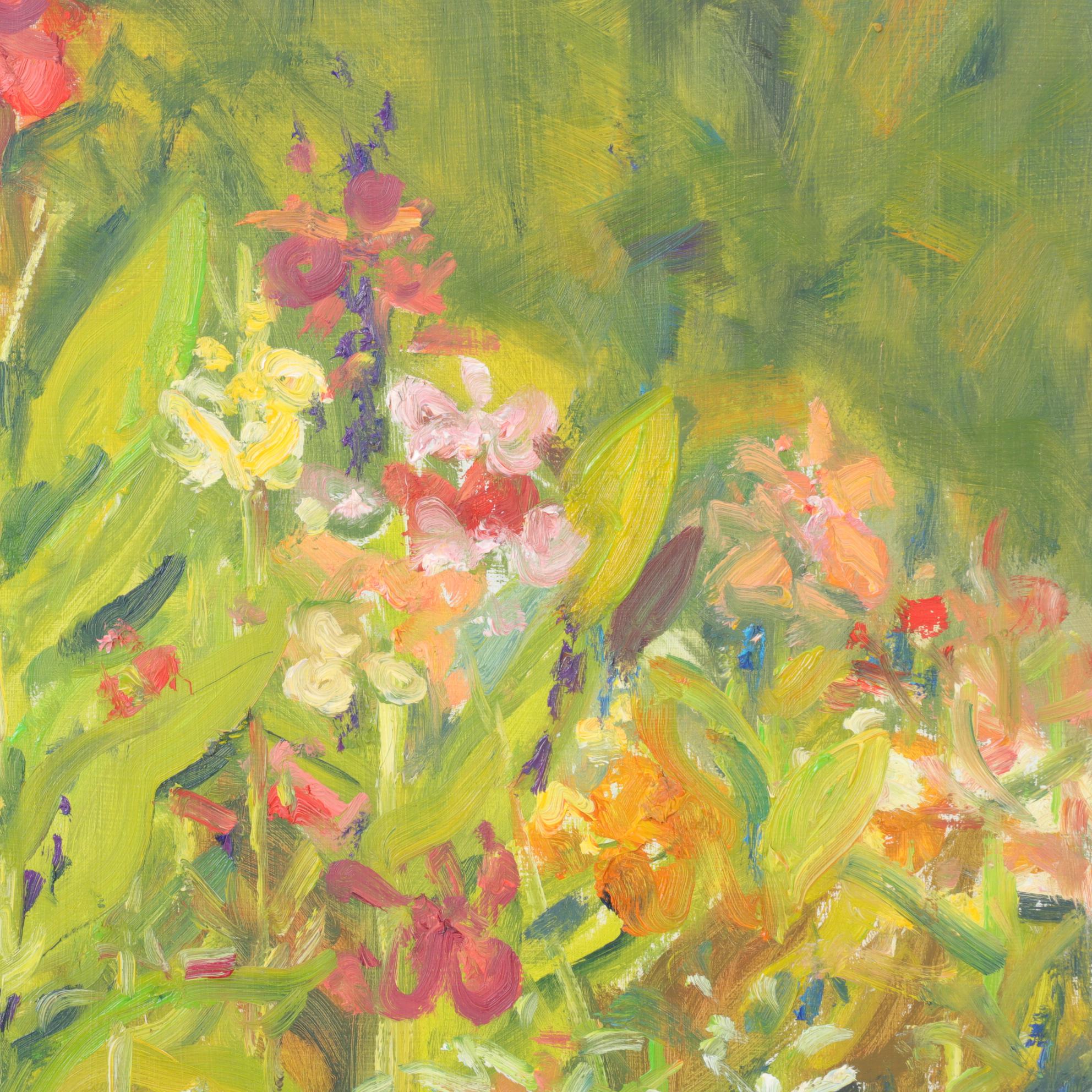 Bob Ragland Plein Air Landscape Oil Painting of Wildflowers, 1989