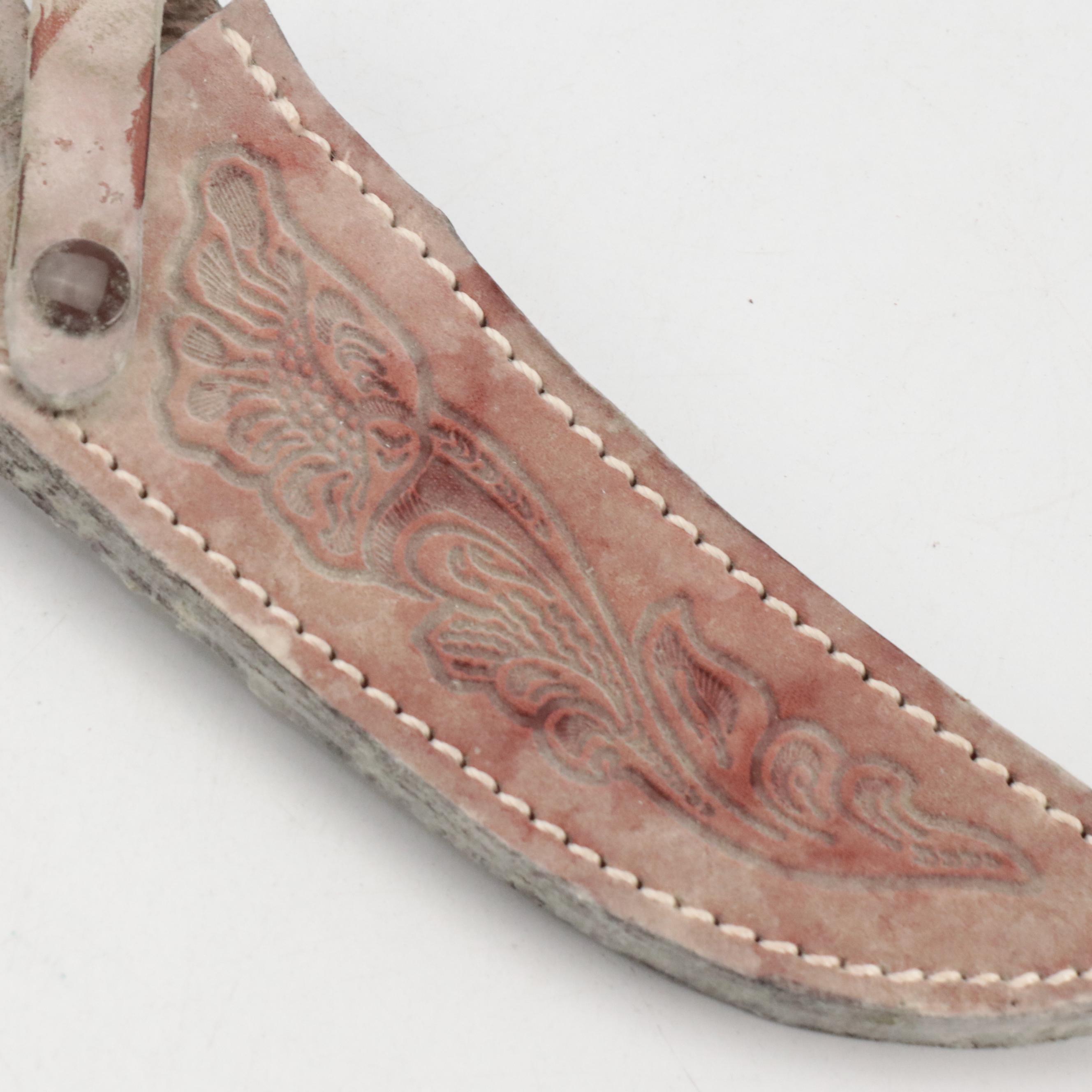 Case Kodiak Hunter Fixed Blade Etched Steel and Stag-Handled Knife and Sheath