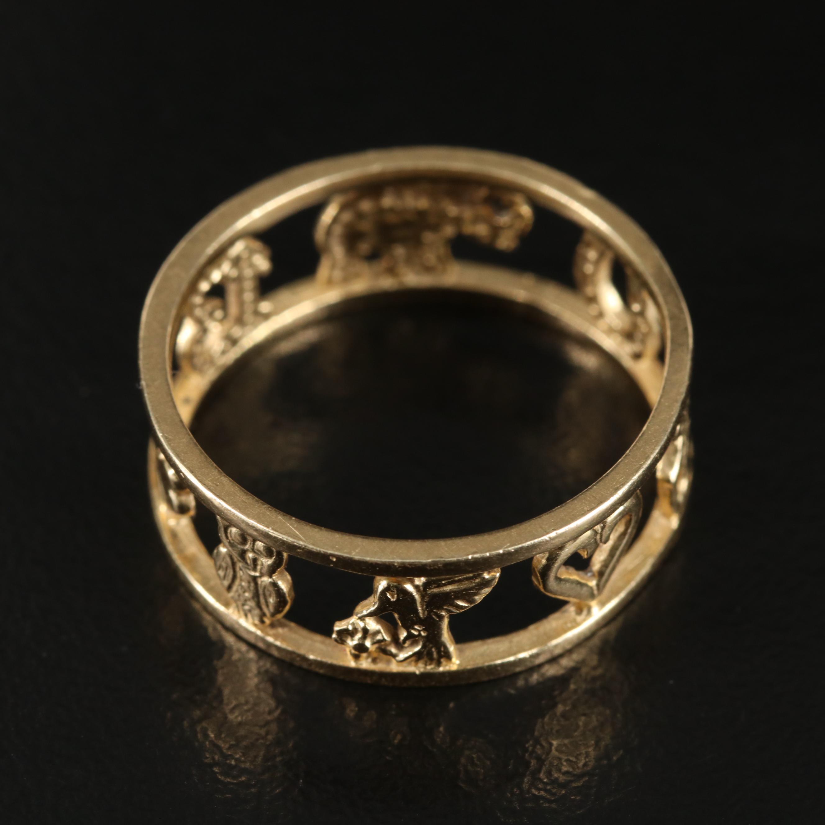 14K Symbols of Luck Ring