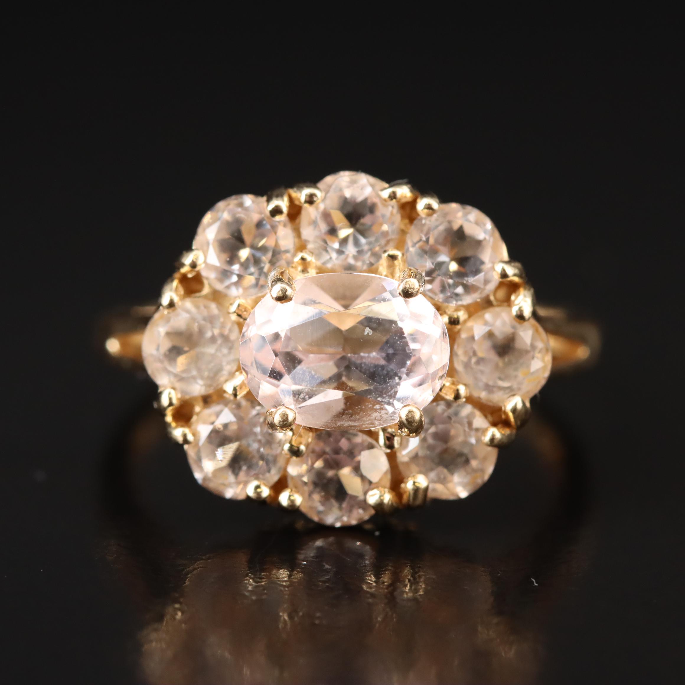 14K Morganite Halo Ring